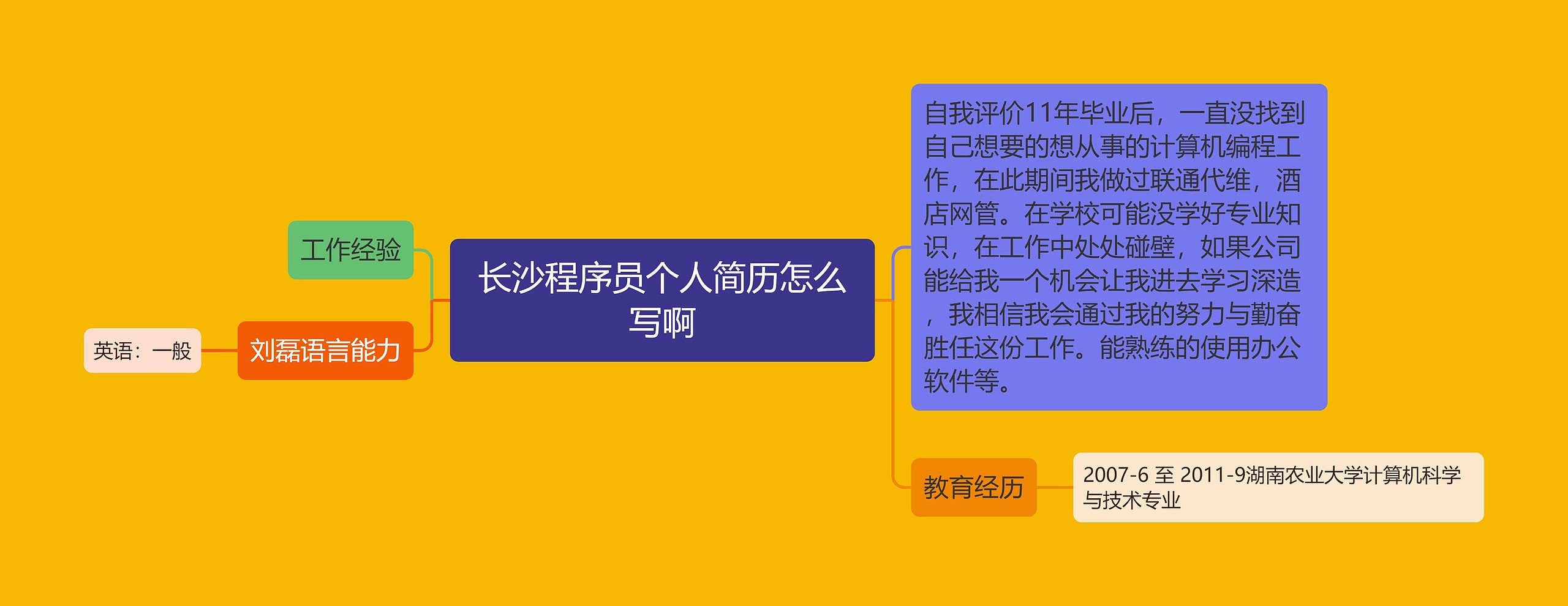 长沙程序员个人简历怎么写啊思维导图