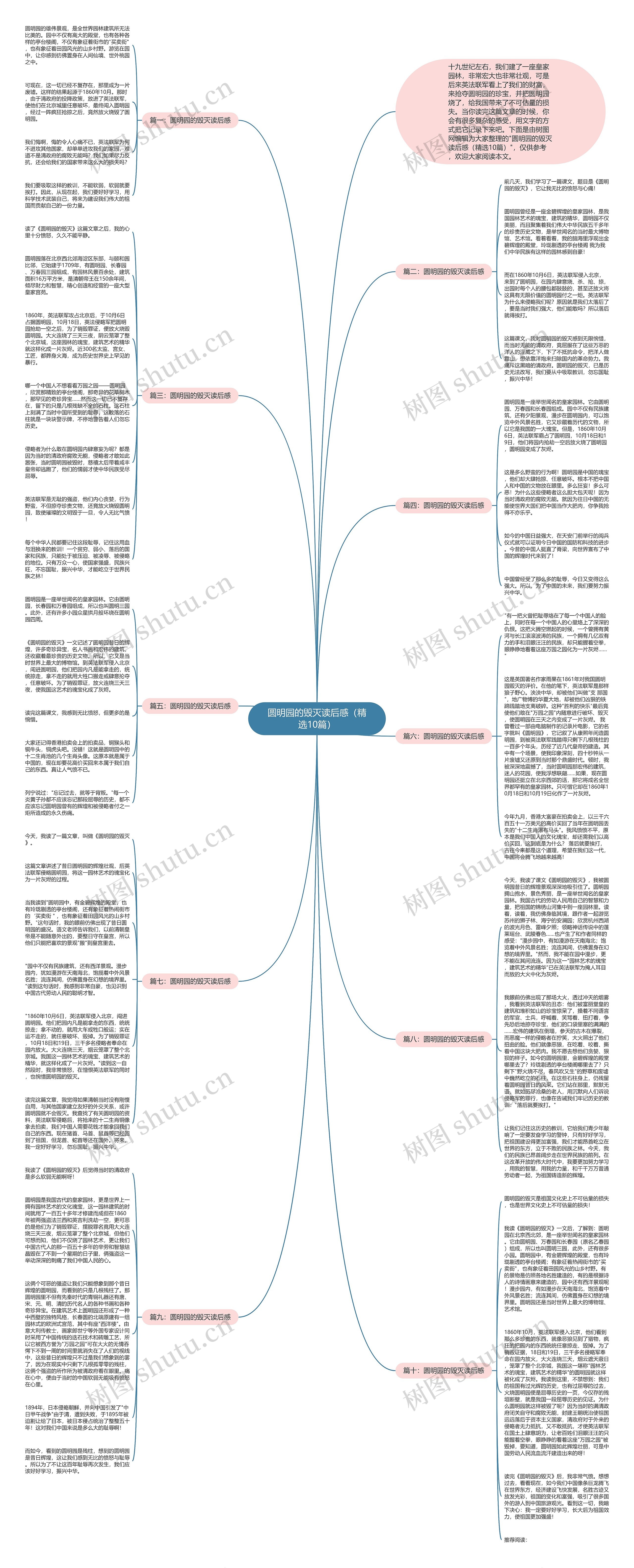 圆明园的毁灭读后感（精选10篇）思维导图