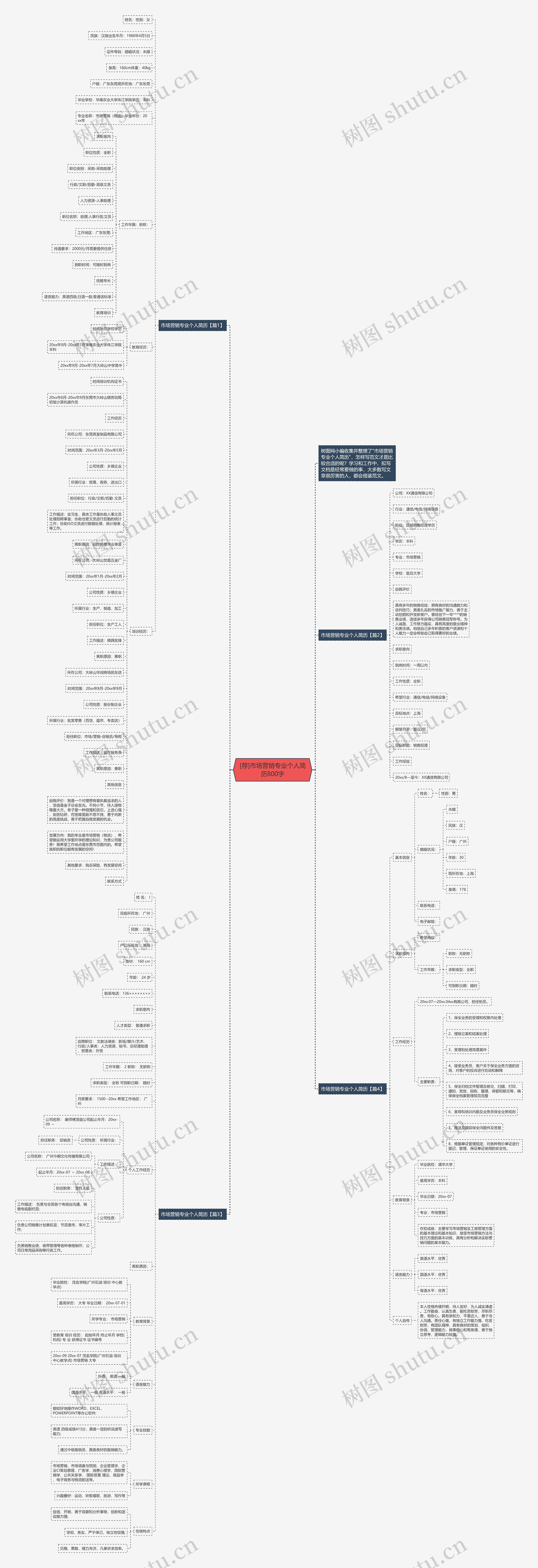 [荐]市场营销专业个人简历800字思维导图