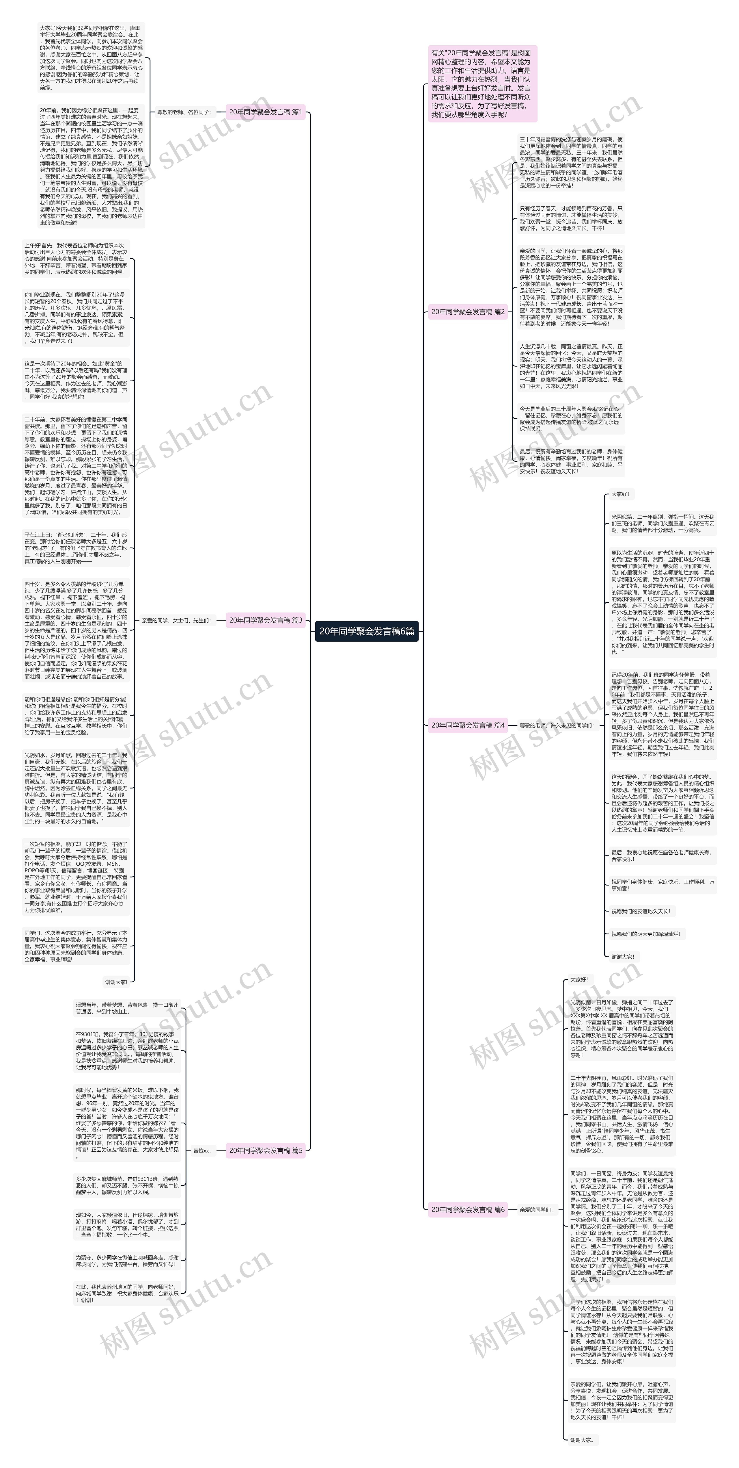 20年同学聚会发言稿6篇思维导图