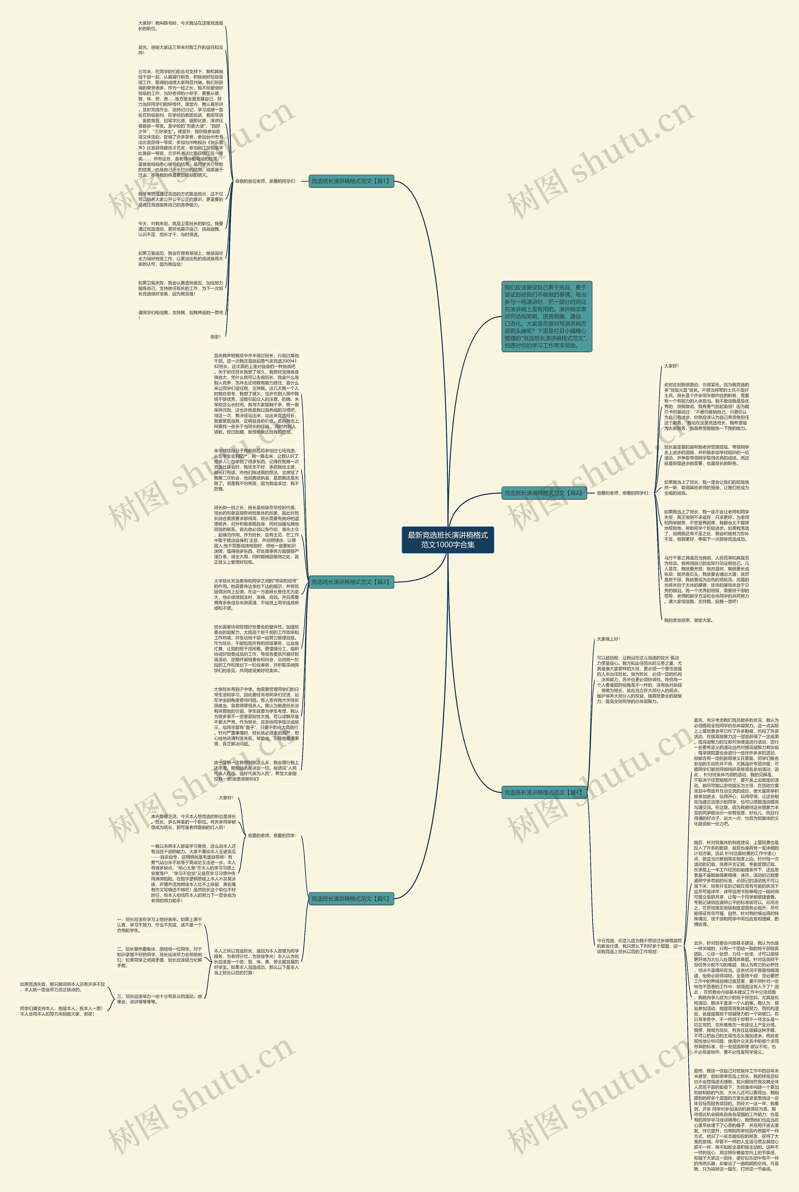 最新竞选班长演讲稿格式范文1000字合集思维导图