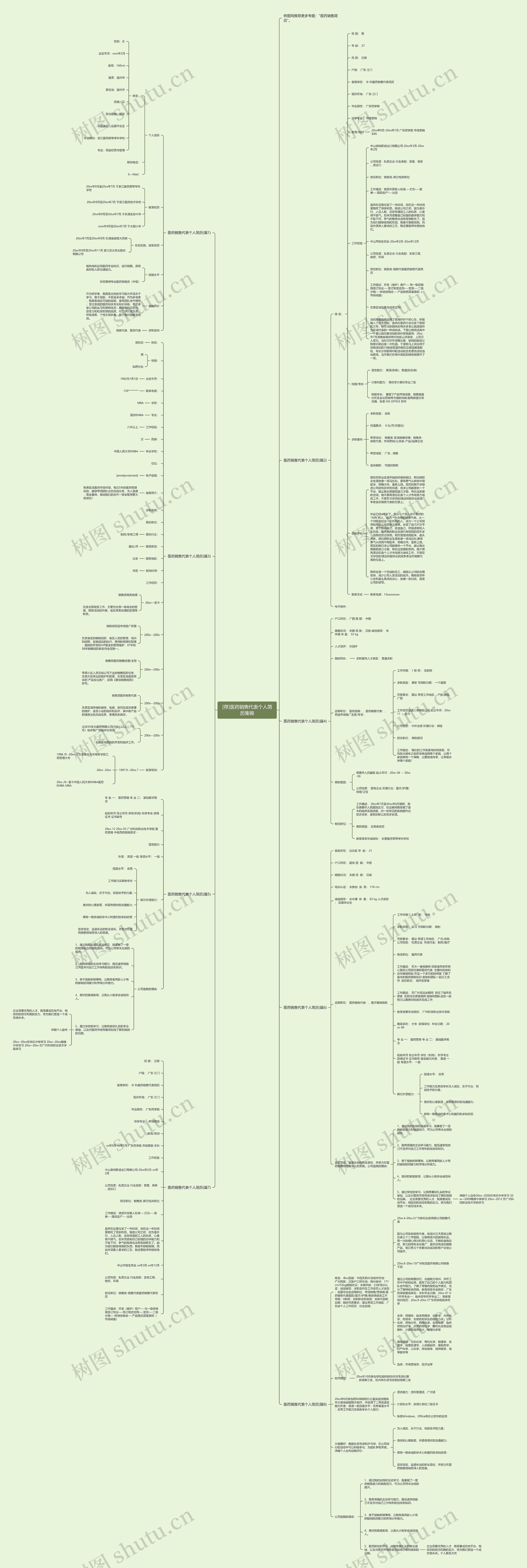 [荐]医药销售代表个人简历集锦思维导图