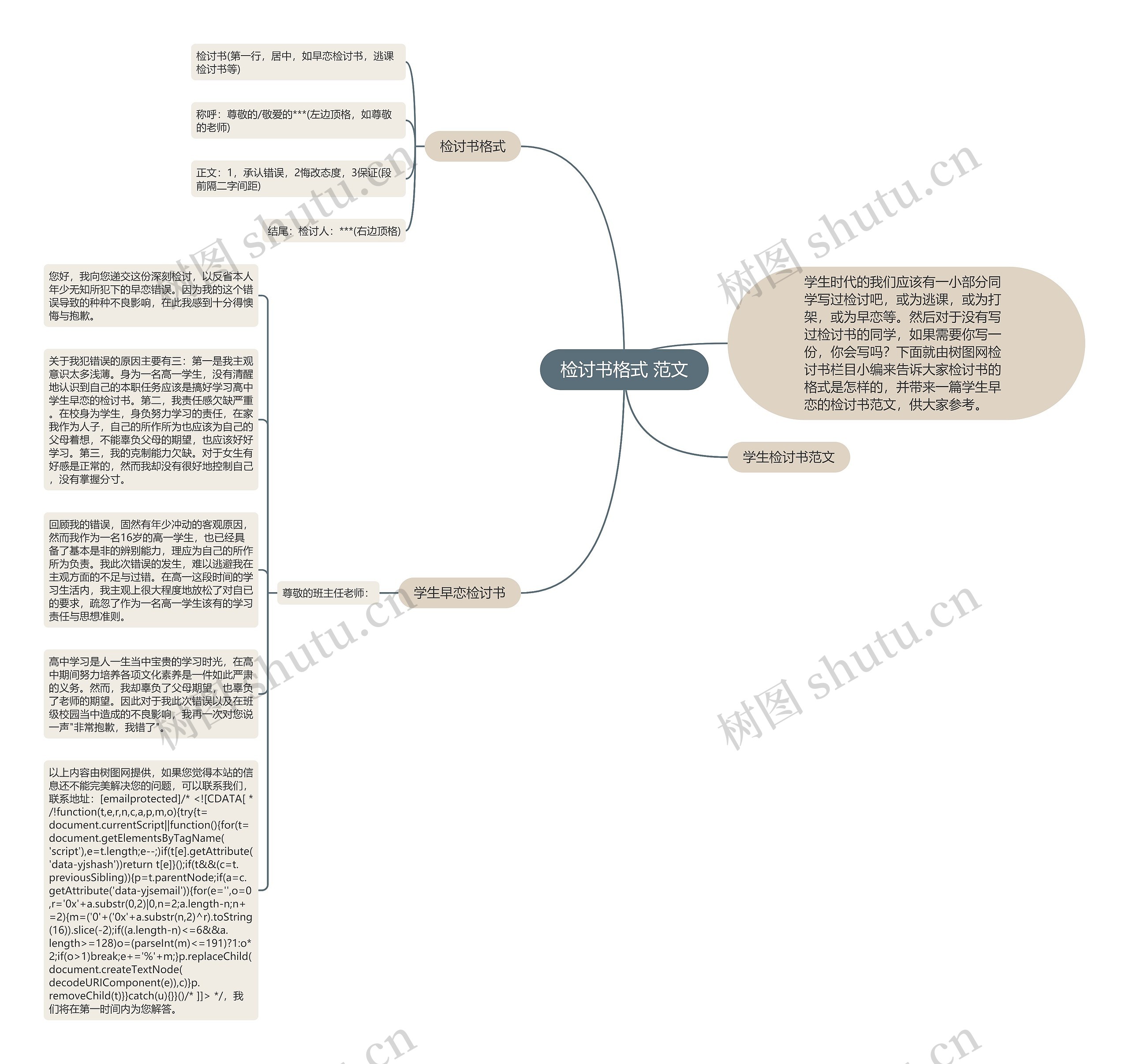 检讨书格式 范文思维导图