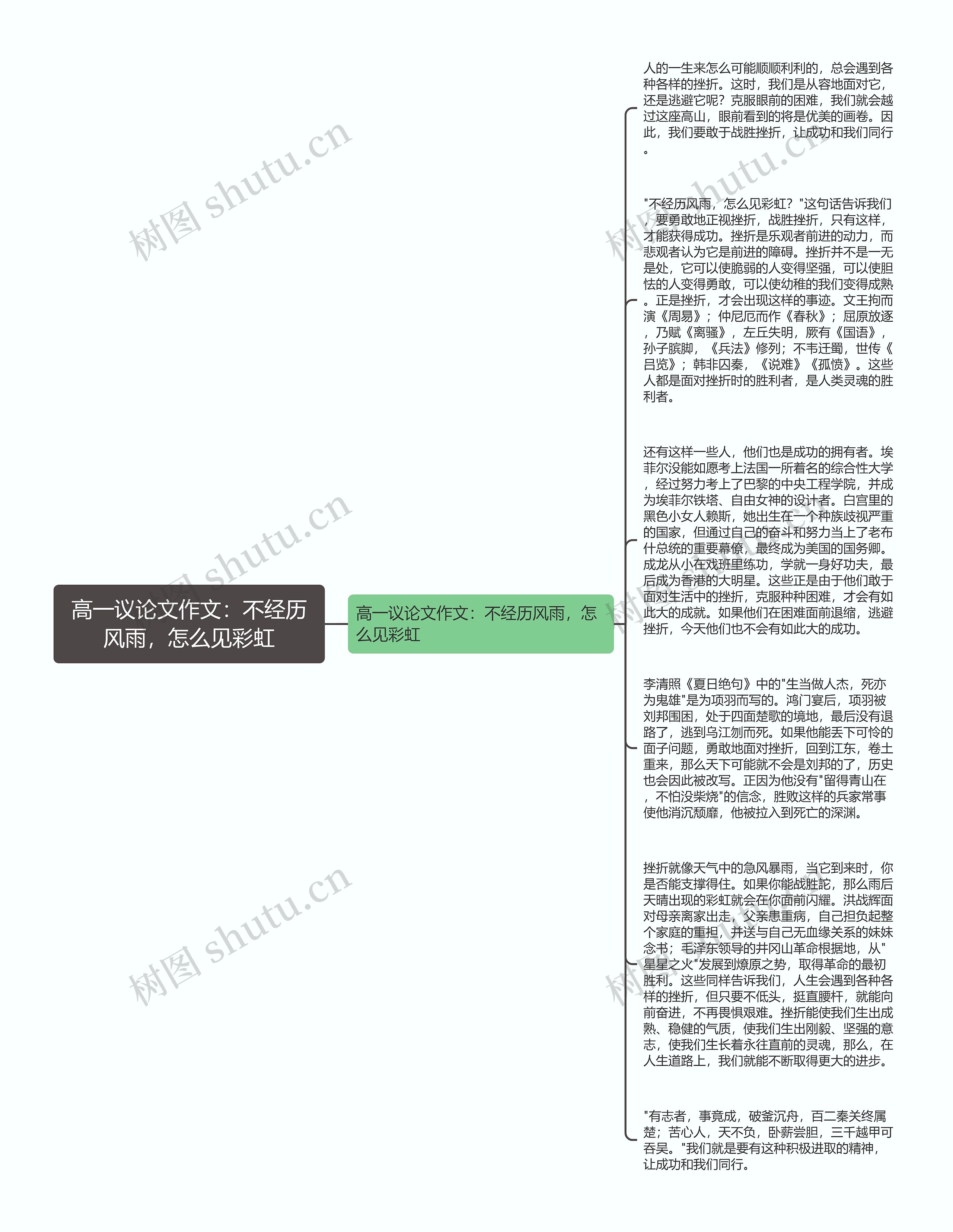 高一议论文作文：不经历风雨，怎么见彩虹思维导图