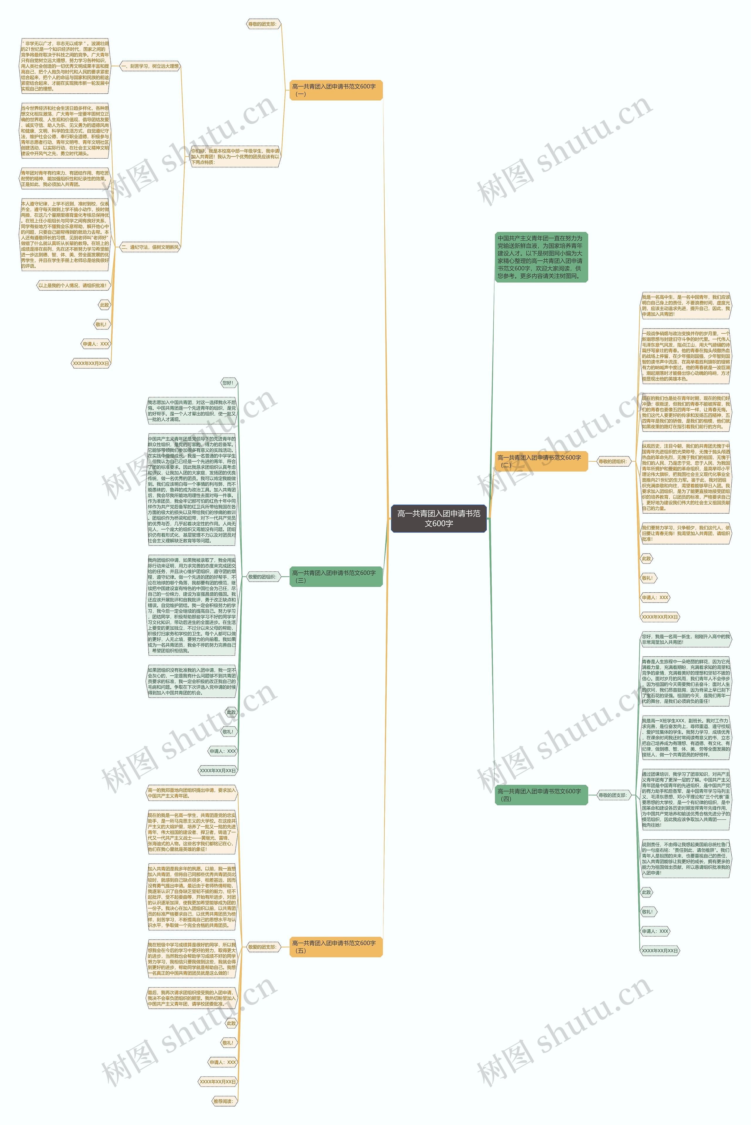 高一共青团入团申请书范文600字思维导图