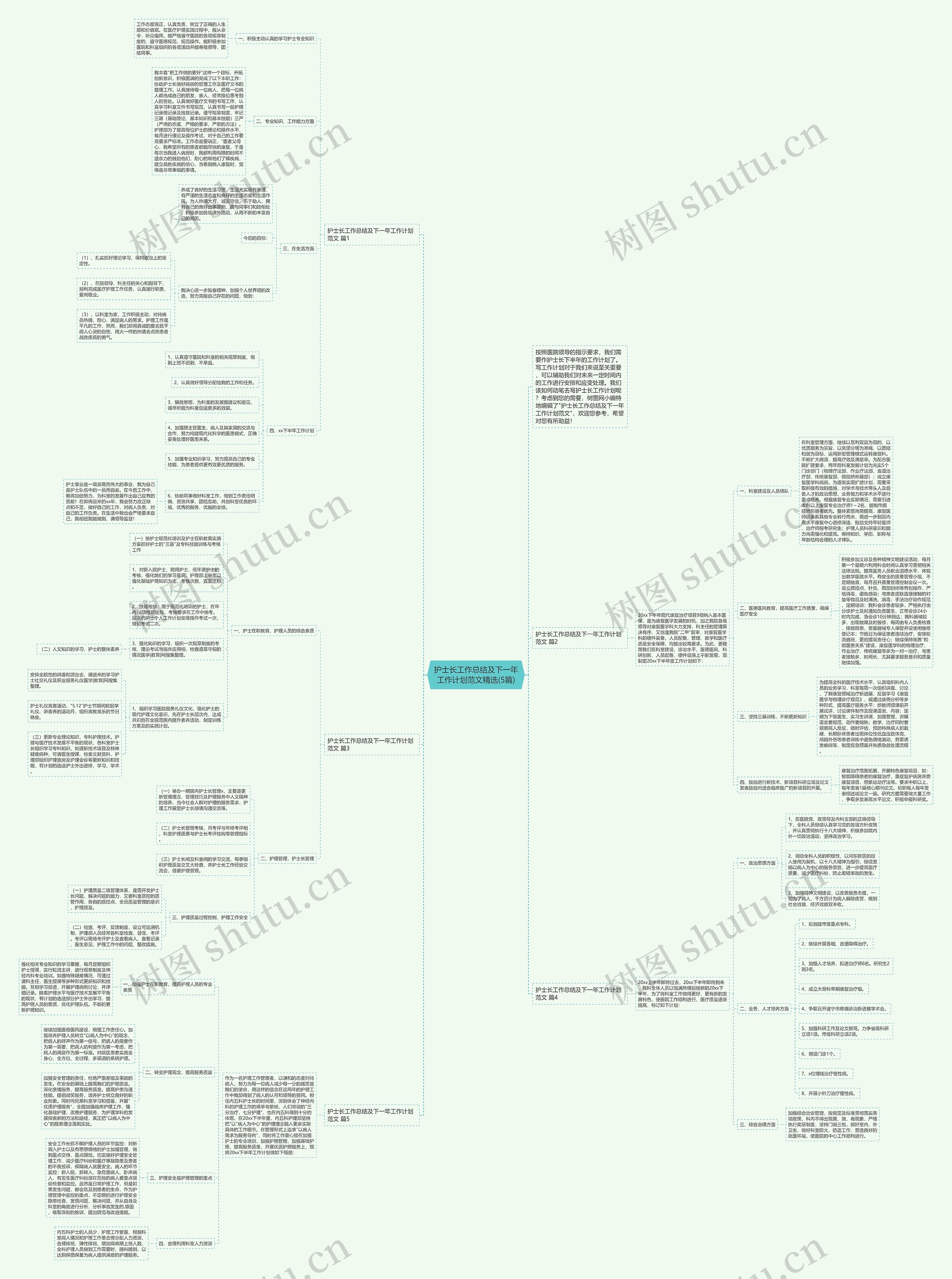 护士长工作总结及下一年工作计划范文精选(5篇)思维导图