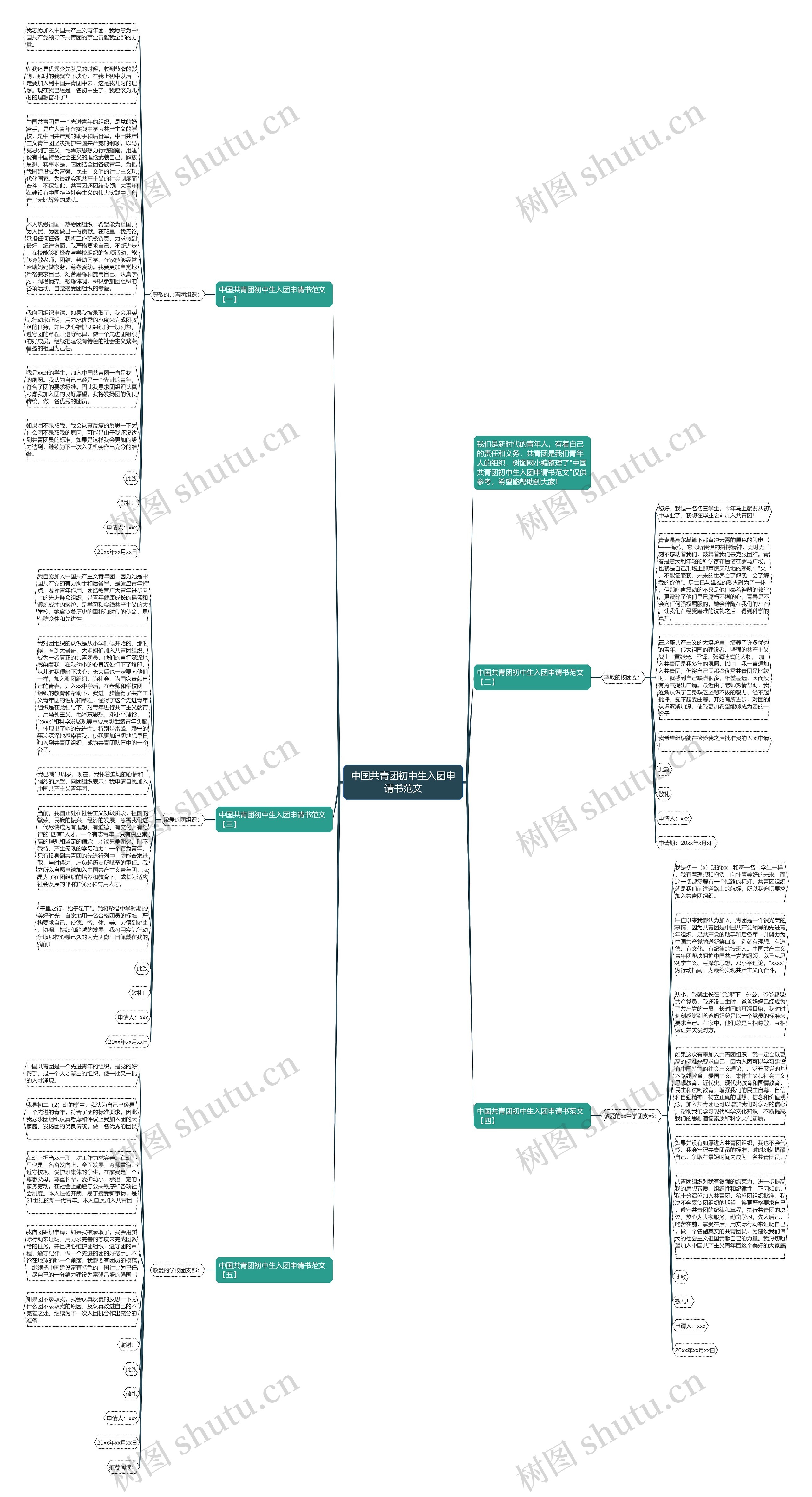 中国共青团初中生入团申请书范文思维导图