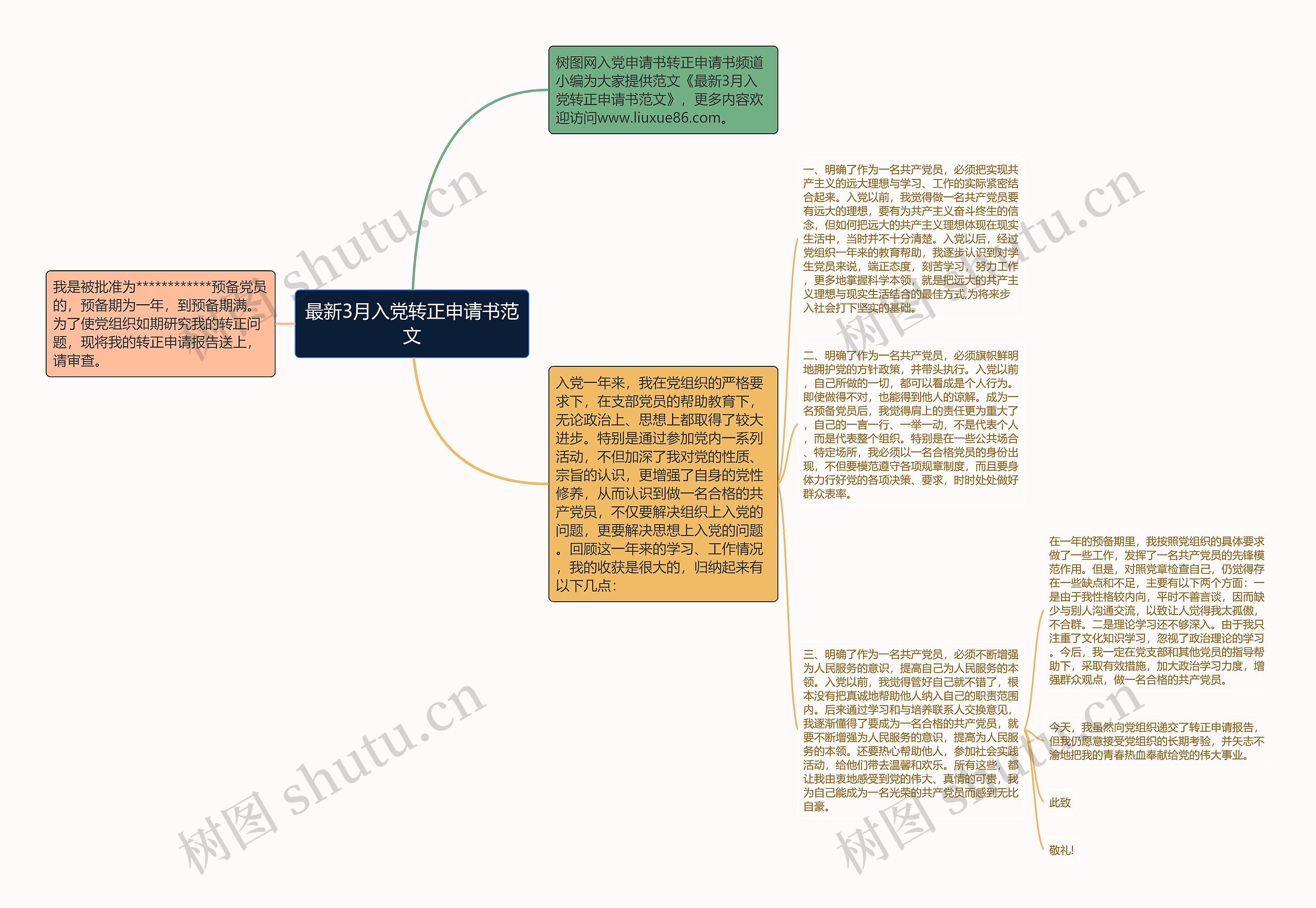 最新3月入党转正申请书范文思维导图