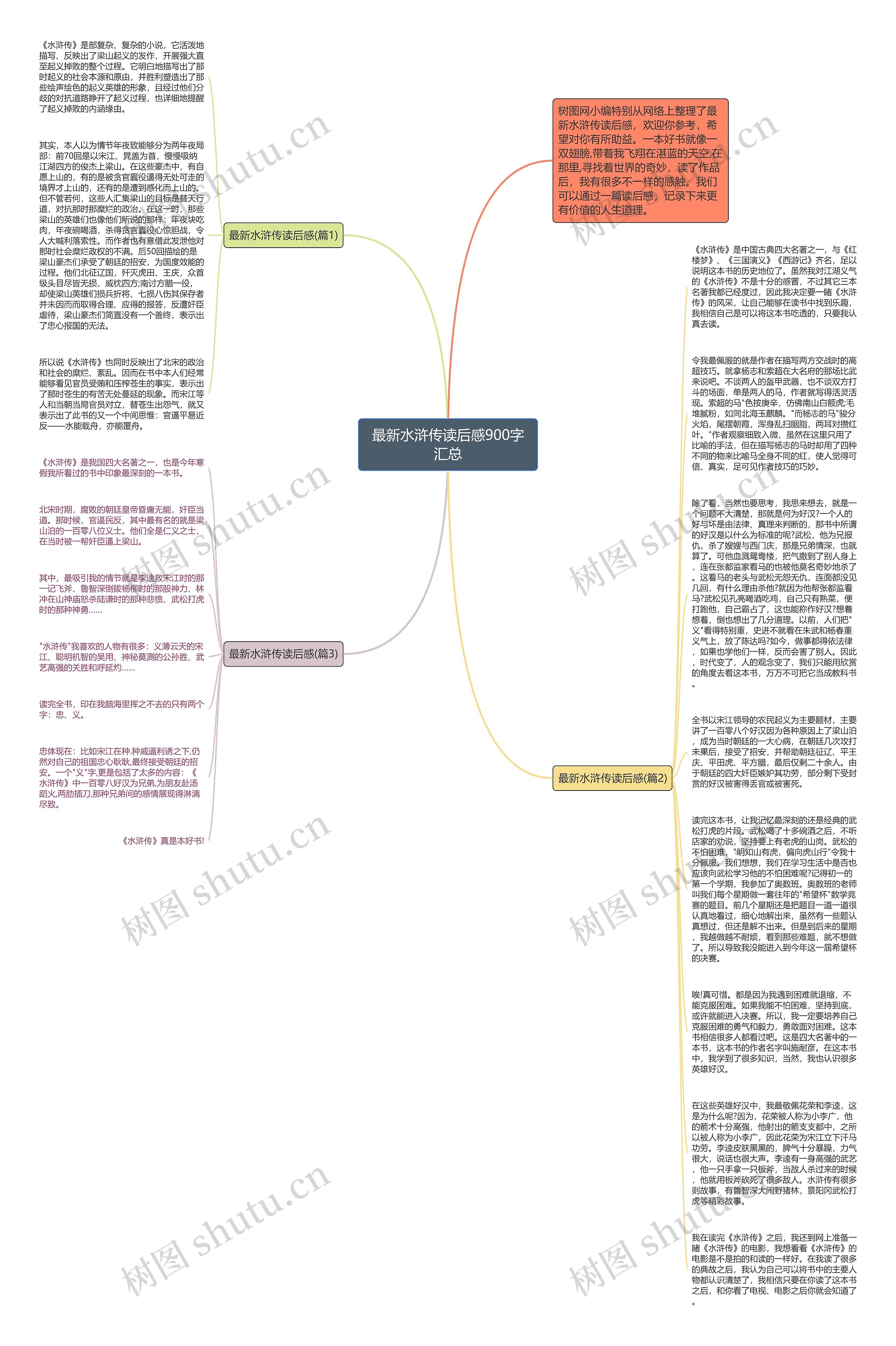 最新水浒传读后感900字汇总思维导图