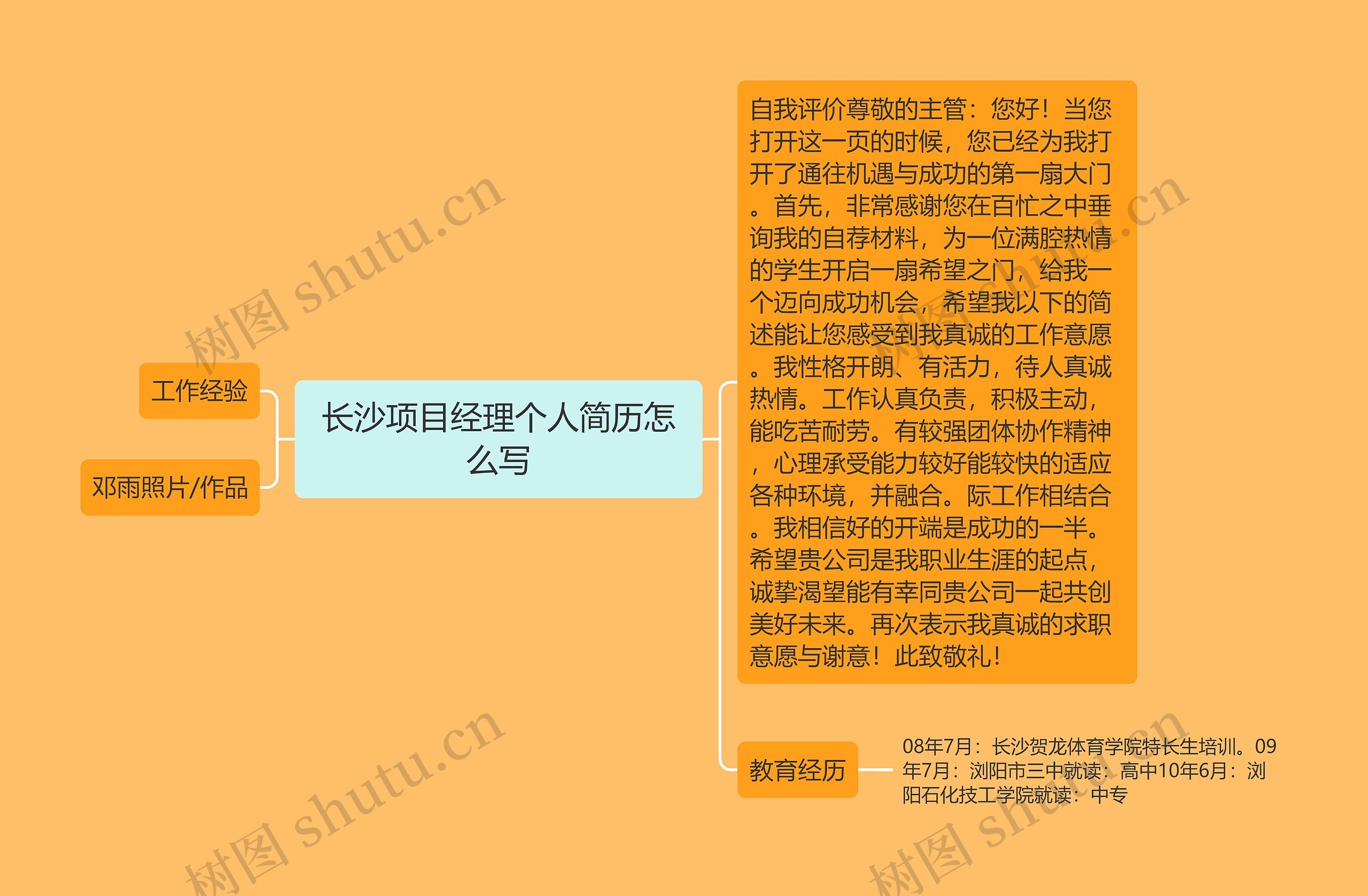 长沙项目经理个人简历怎么写思维导图