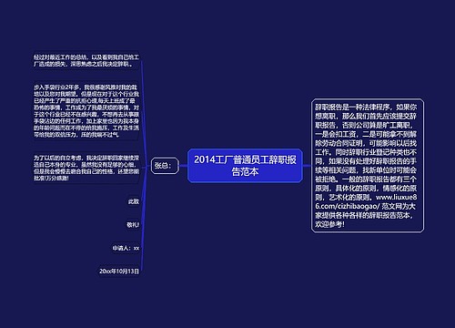 2014工厂普通员工辞职报告范本