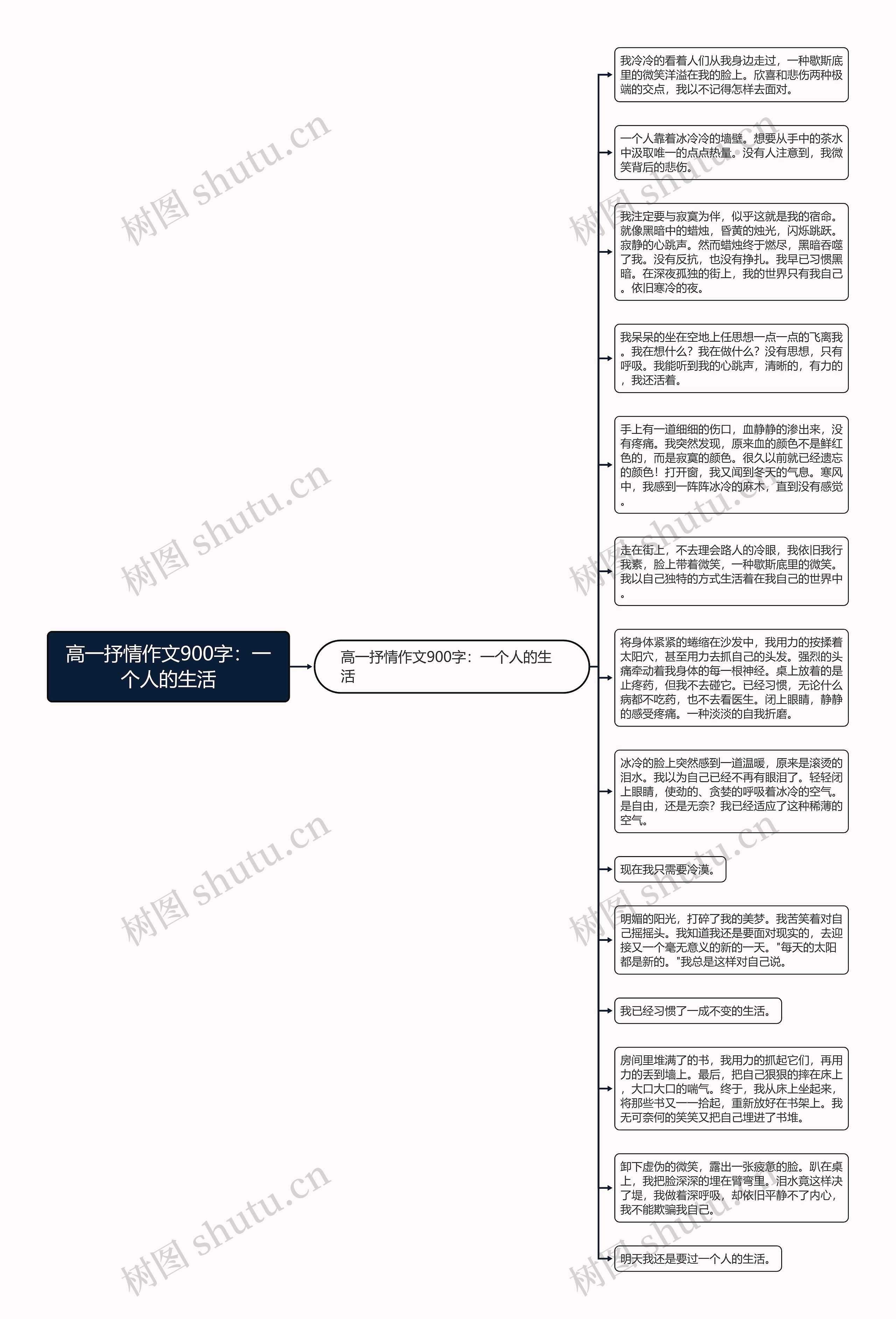 高一抒情作文900字：一个人的生活思维导图