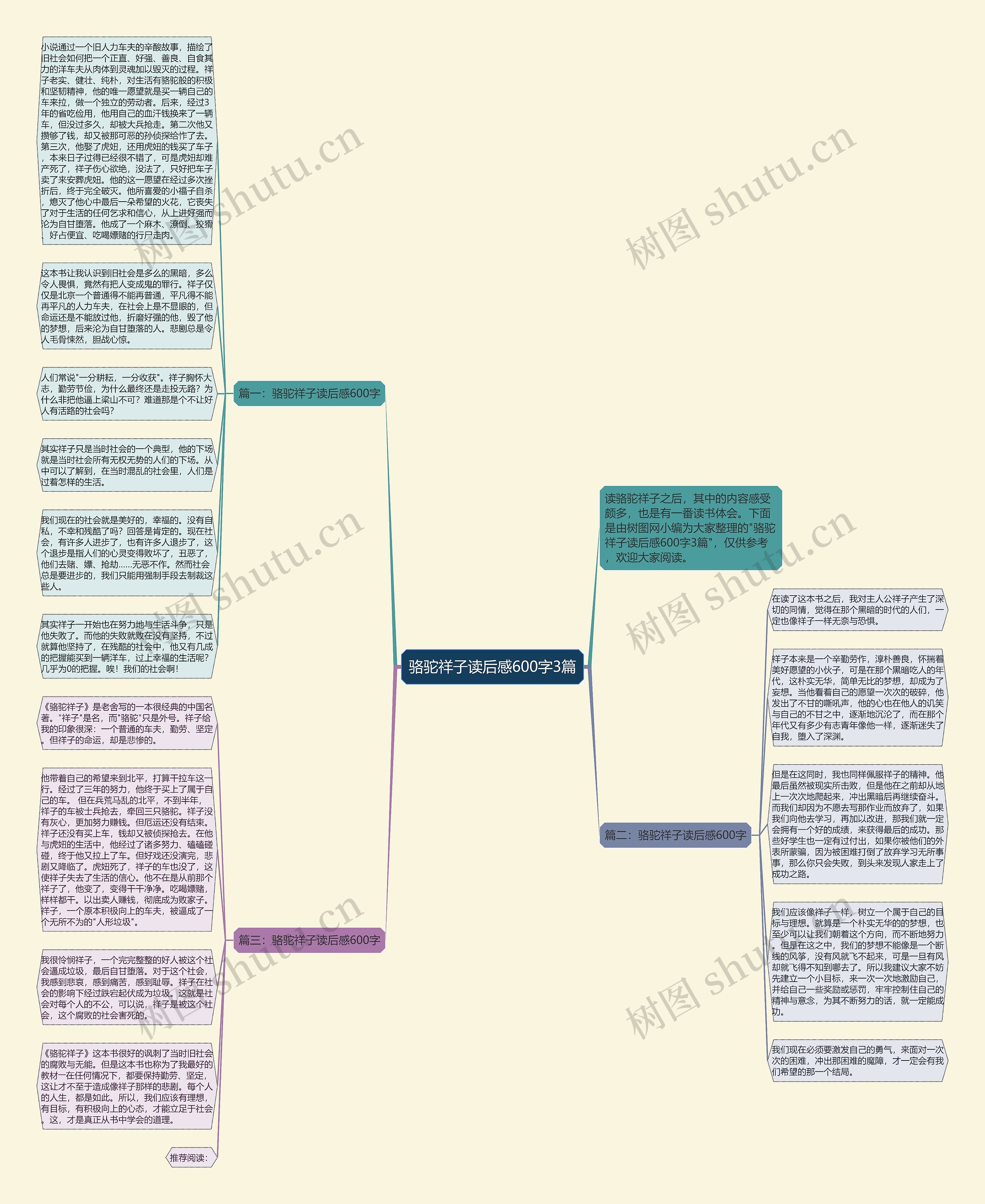 骆驼祥子读后感600字3篇思维导图