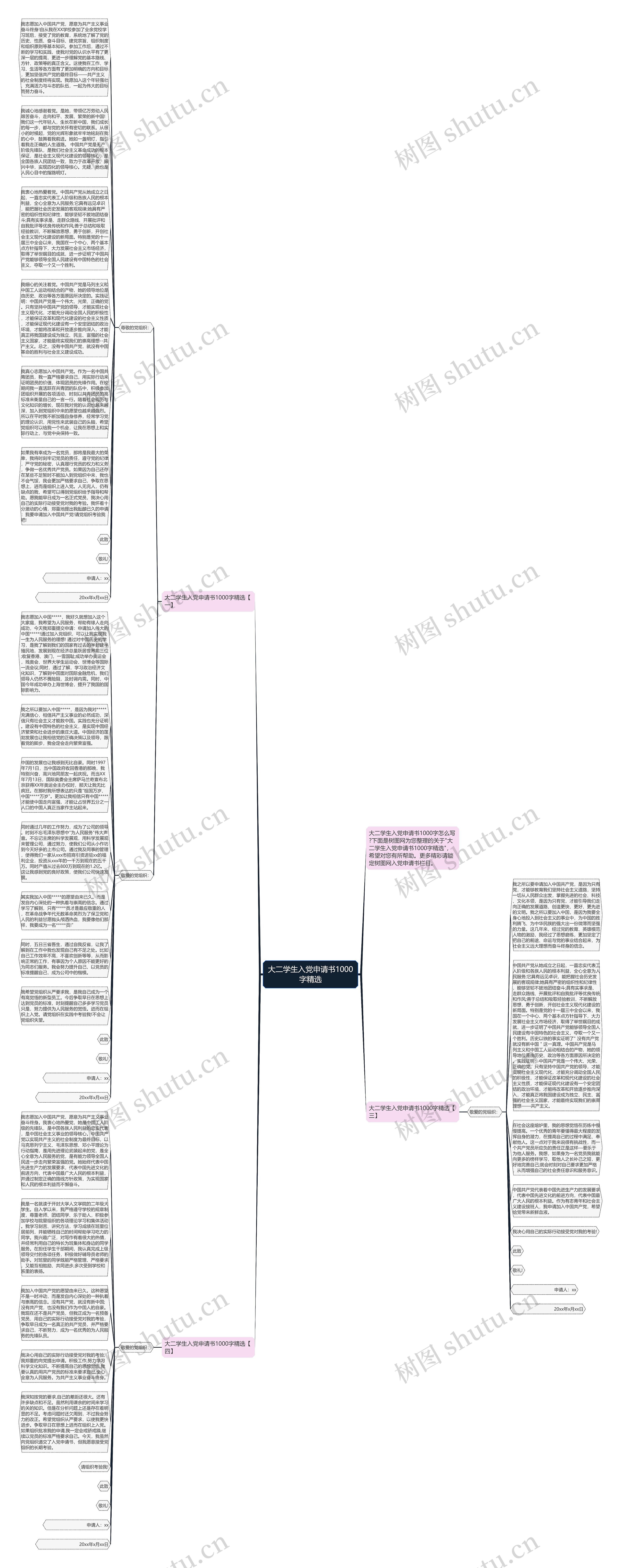 大二学生入党申请书1000字精选思维导图