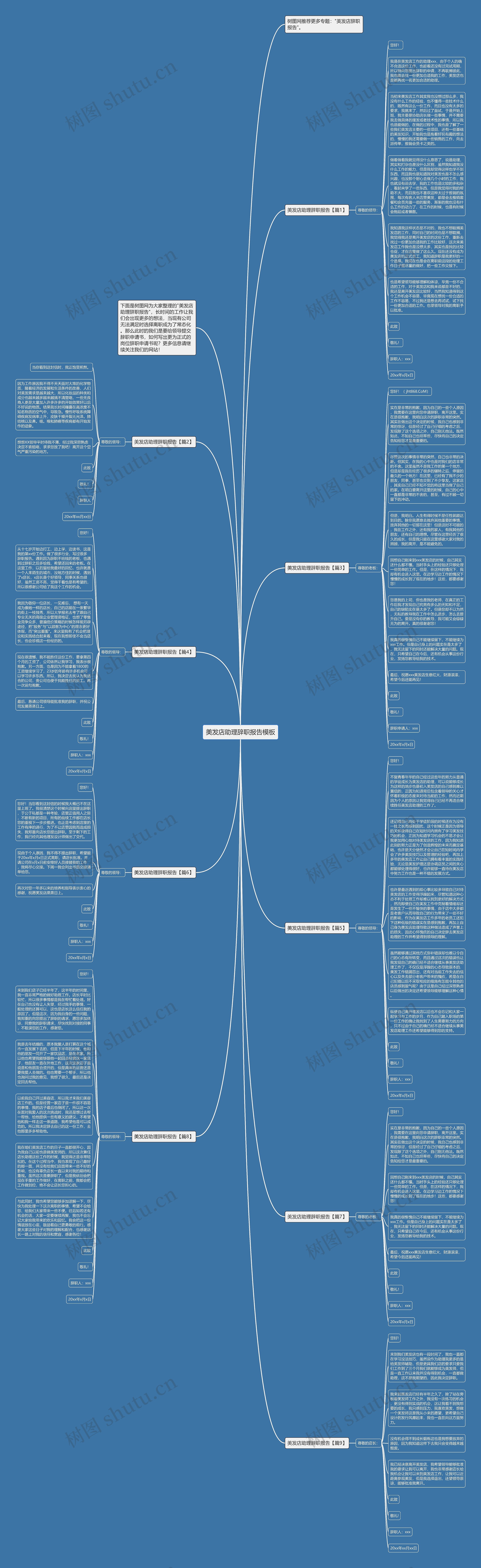 美发店助理辞职报告思维导图