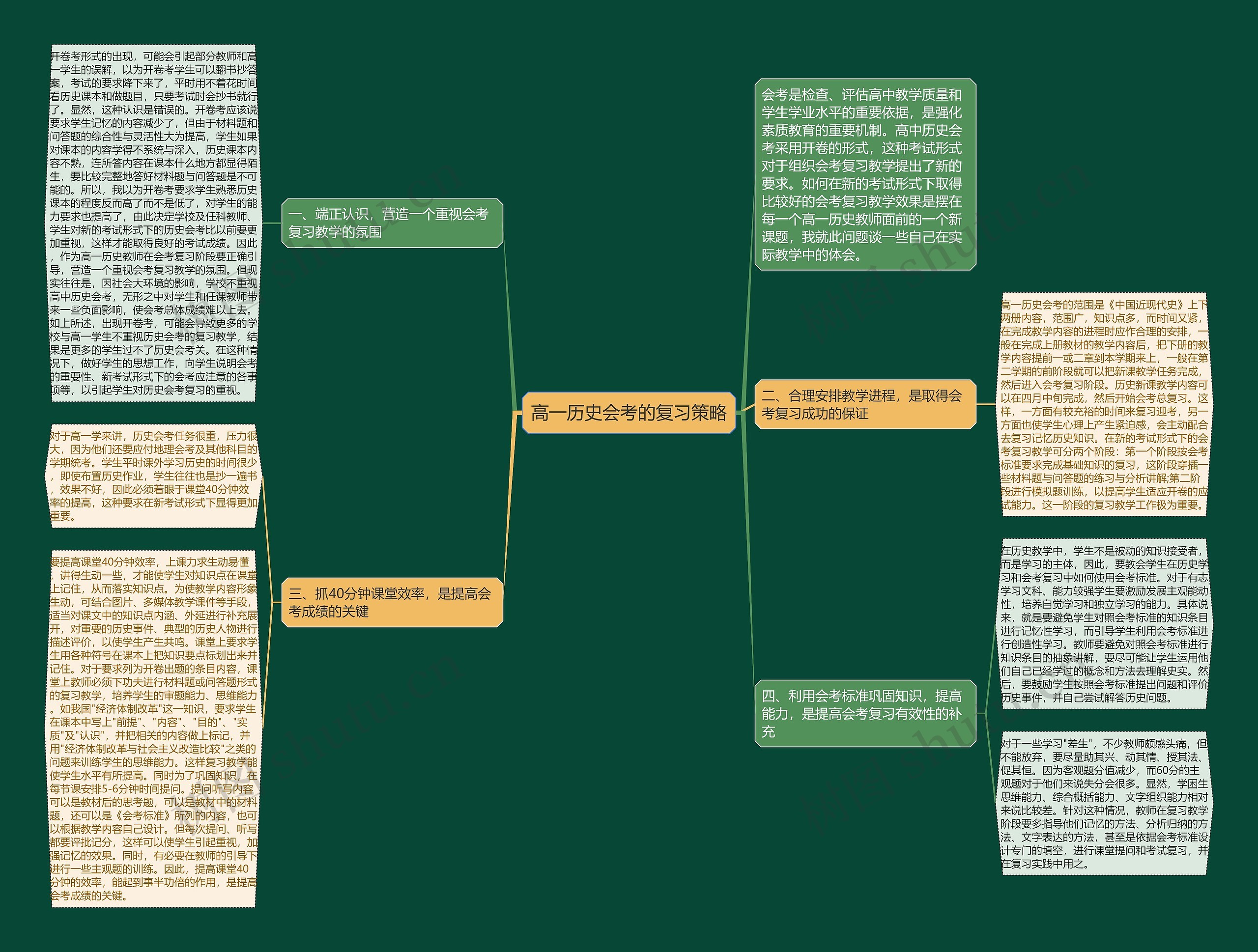 高一历史会考的复习策略思维导图