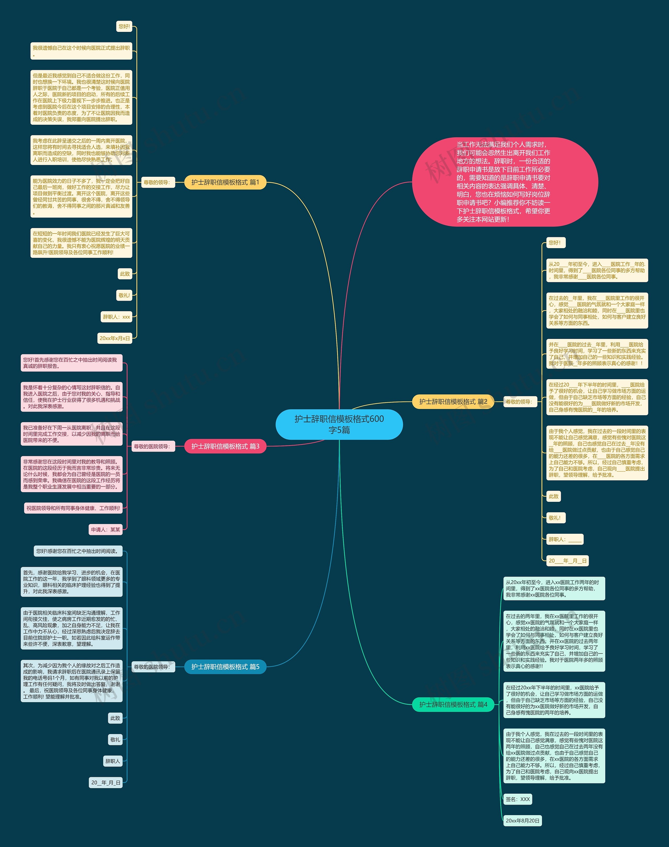 护士辞职信模板格式600字5篇