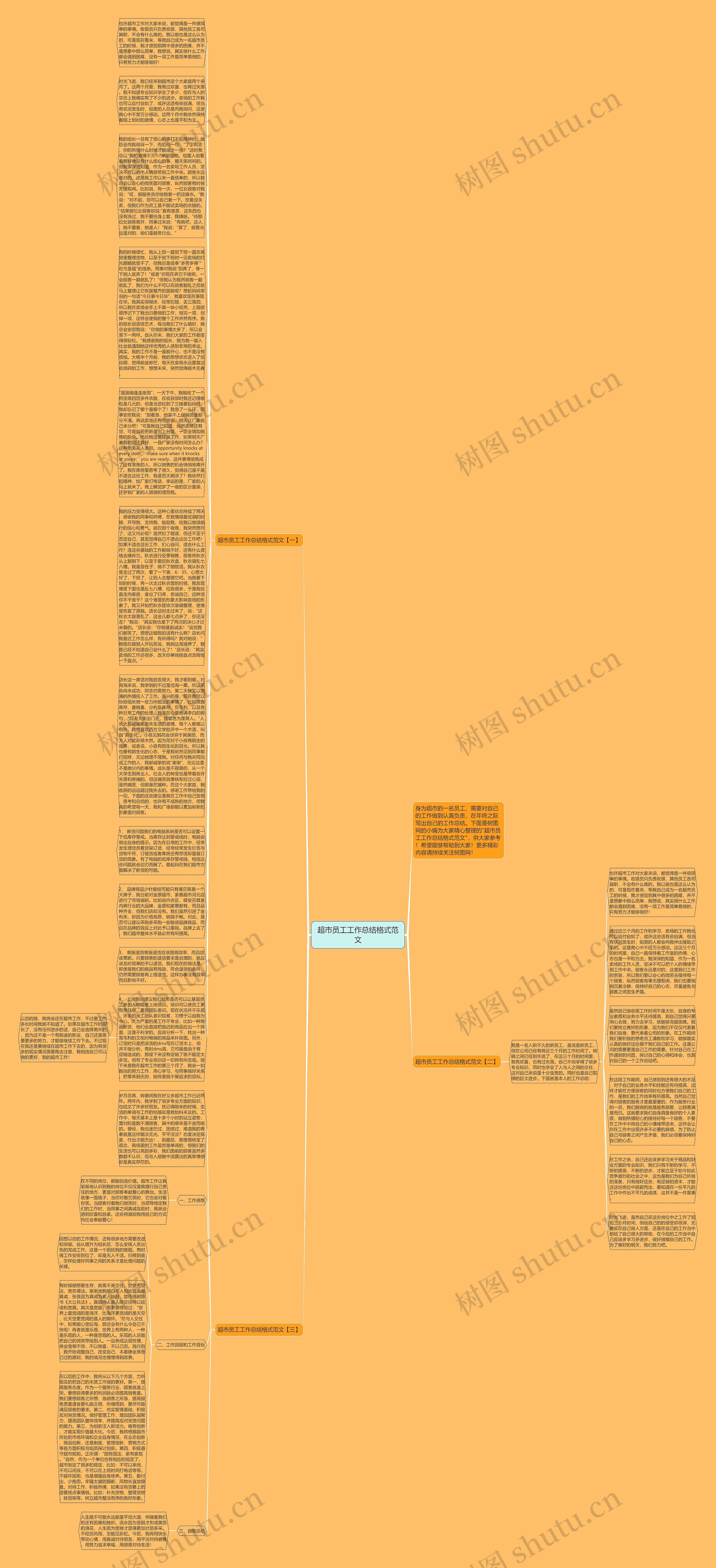 超市员工工作总结格式范文思维导图