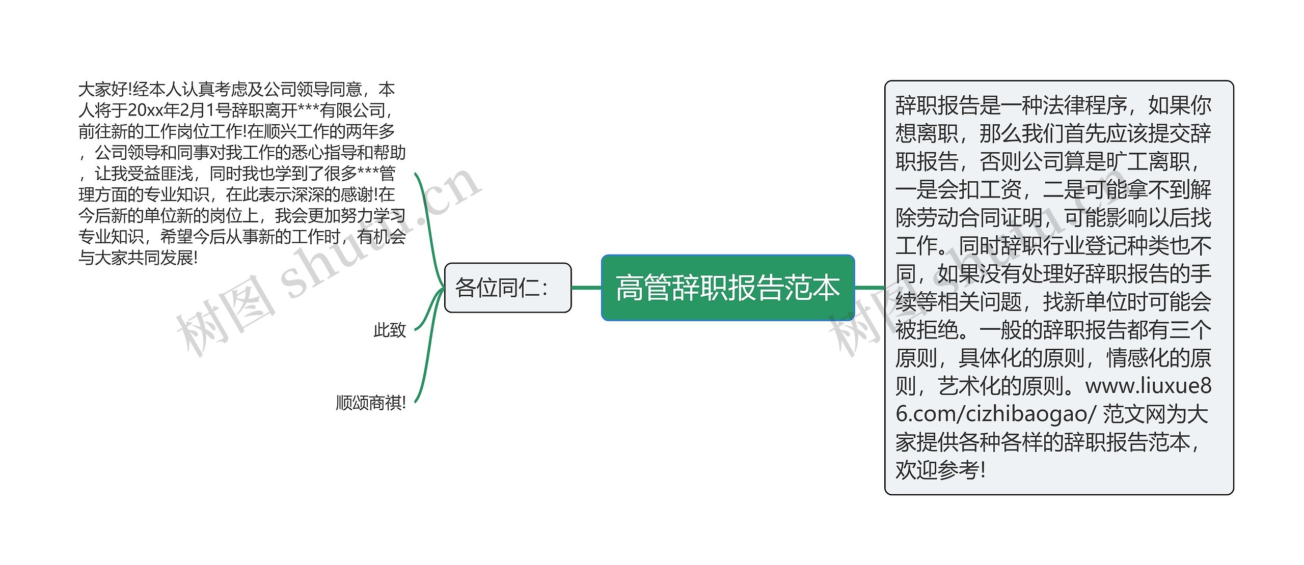 高管辞职报告范本思维导图