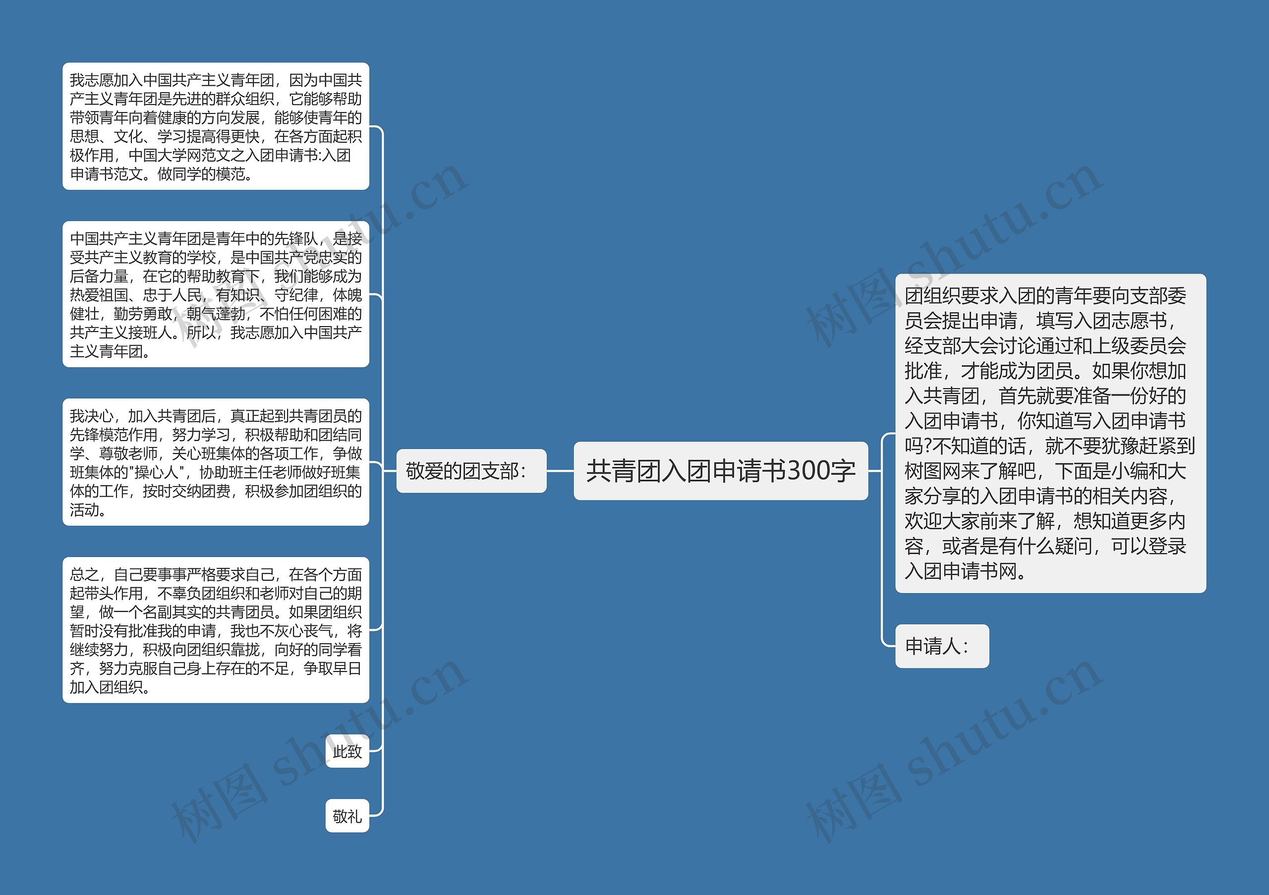 共青团入团申请书300字思维导图