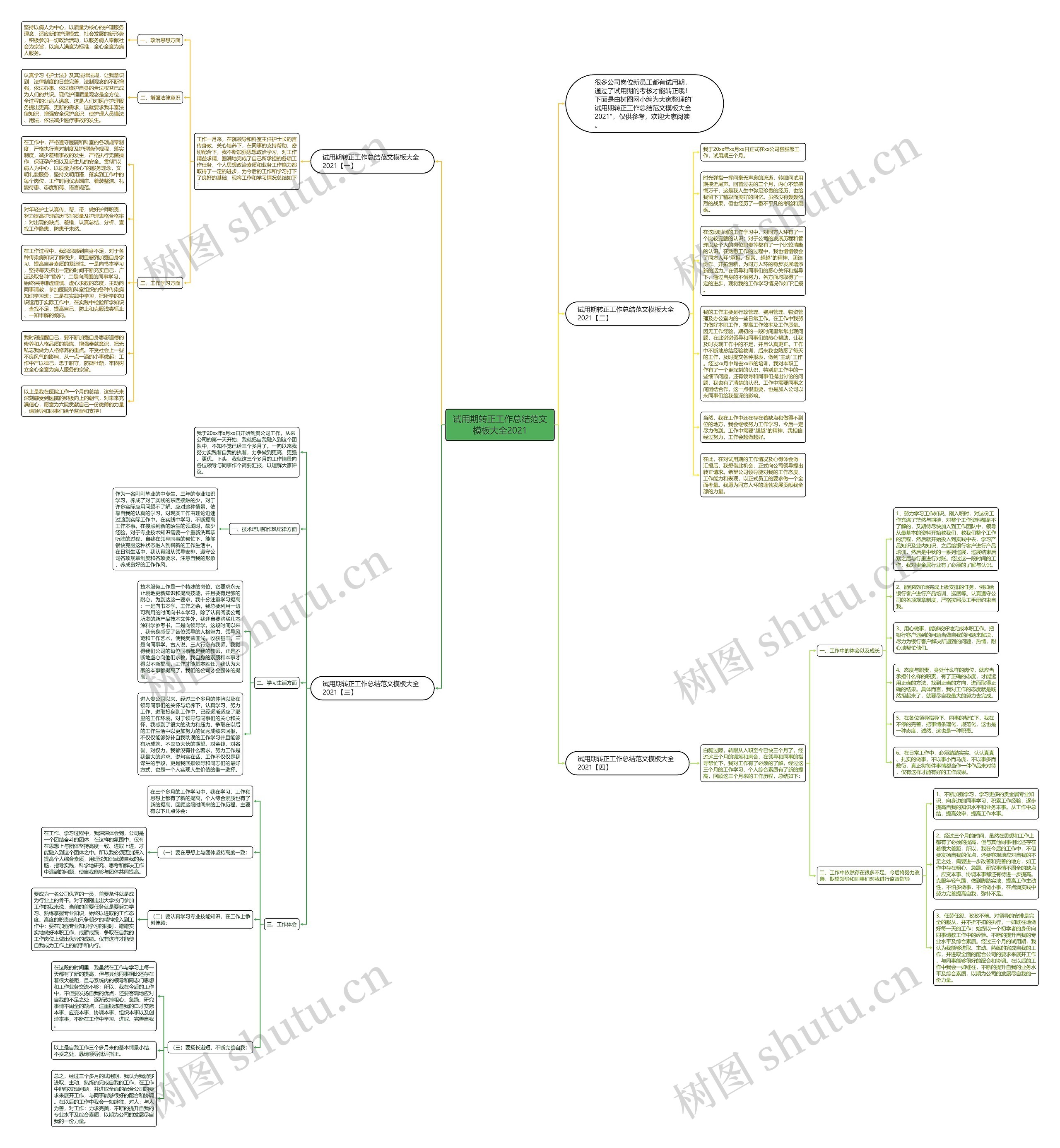 试用期转正工作总结范文模板大全2021