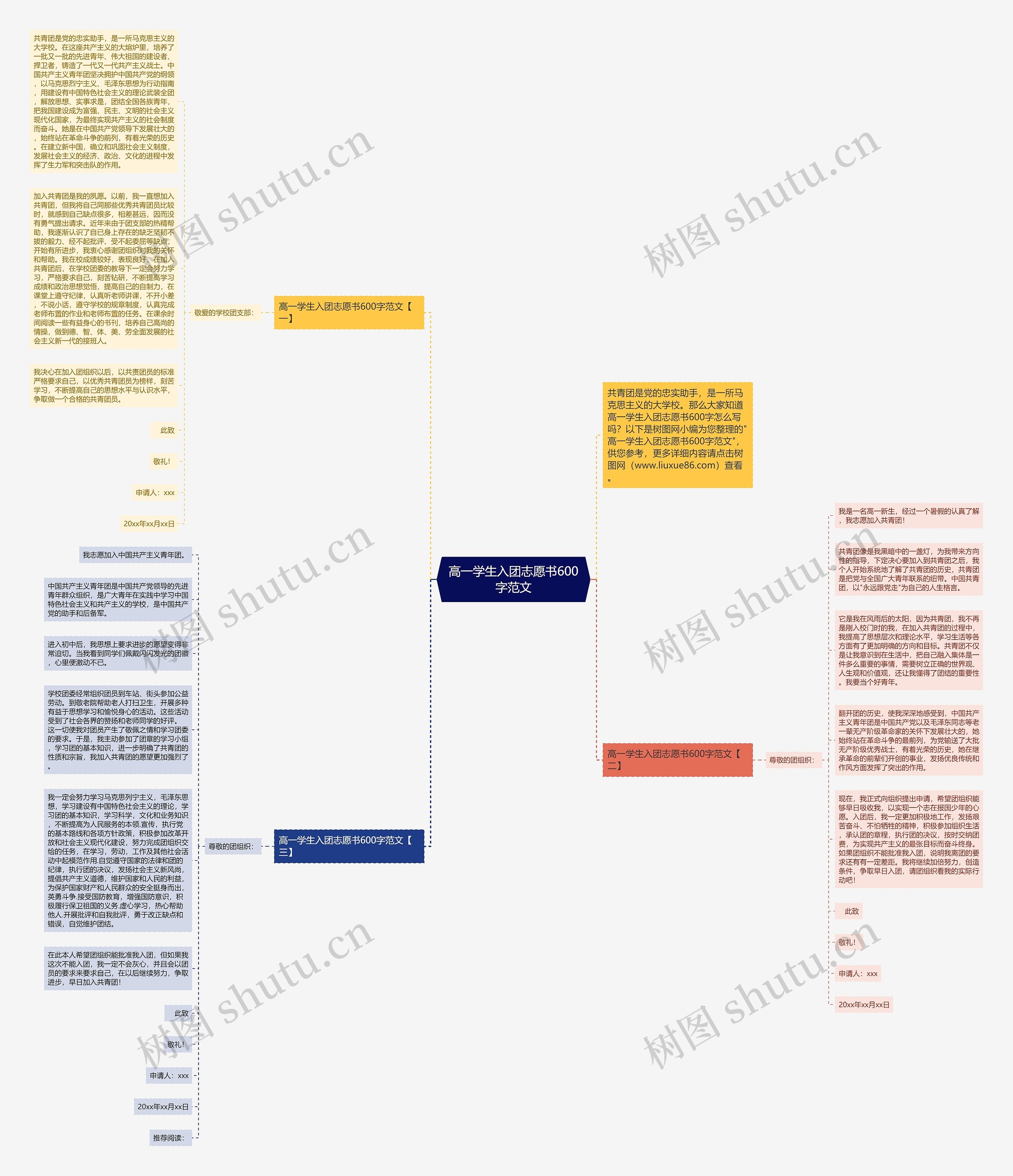 高一学生入团志愿书600字范文思维导图