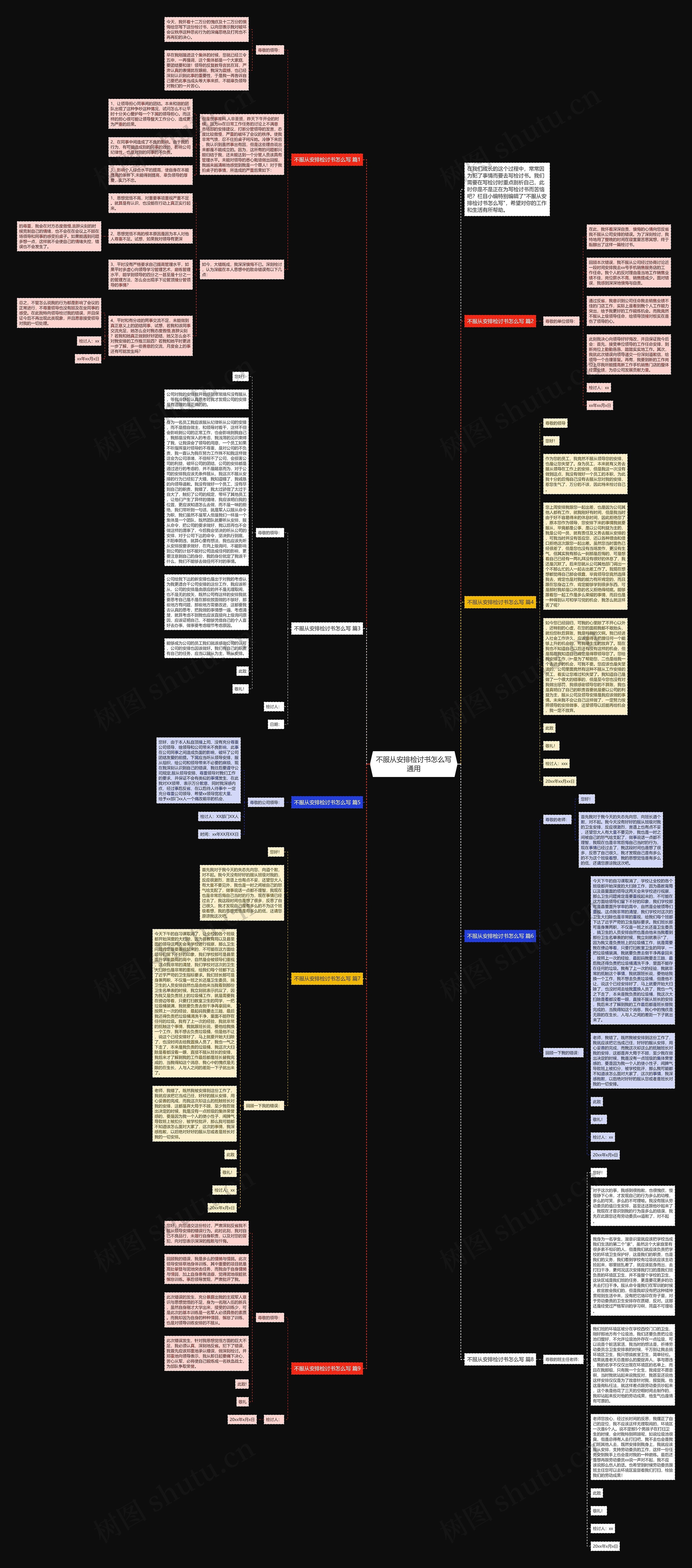 不服从安排检讨书怎么写通用思维导图