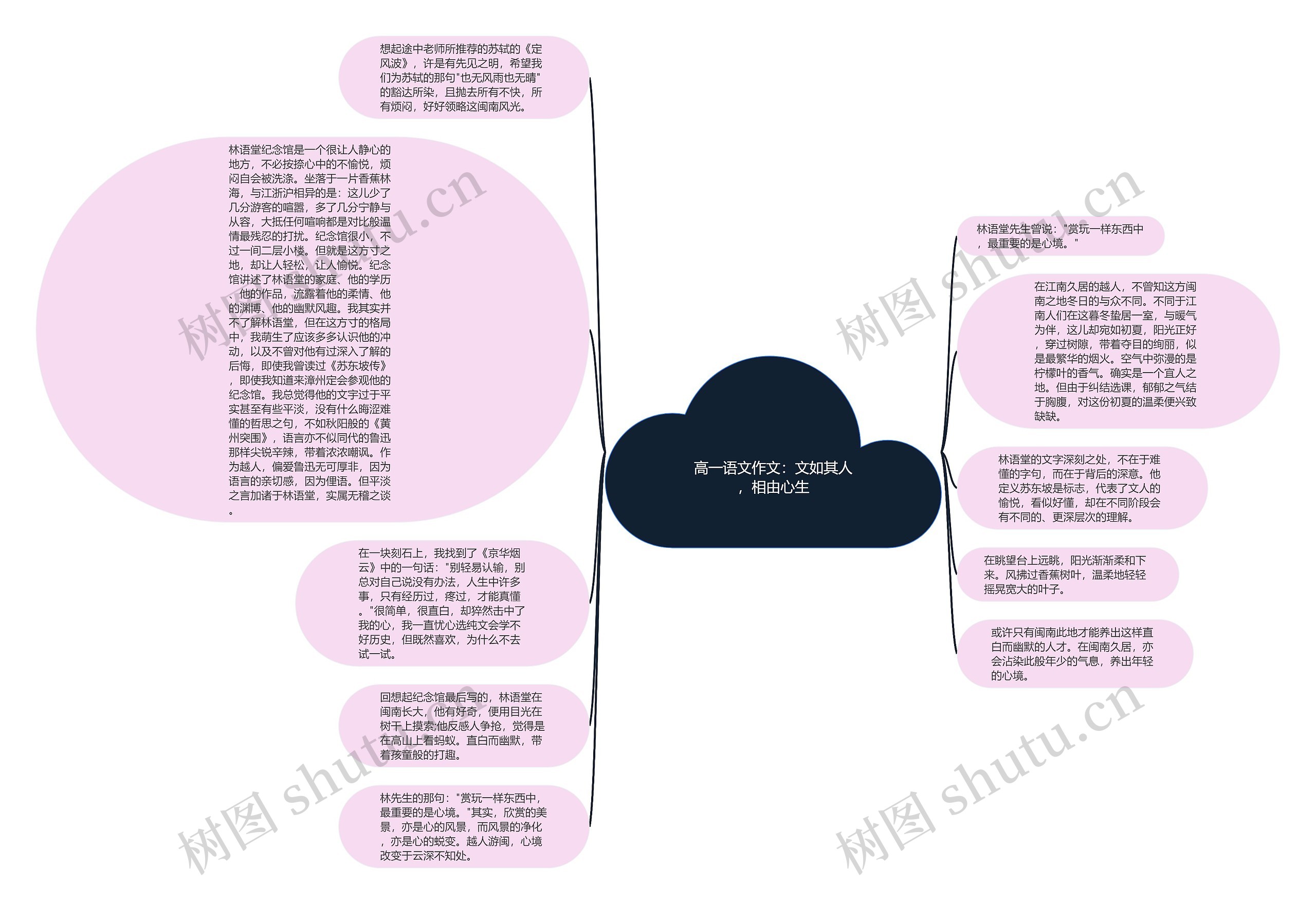 高一语文作文：文如其人，相由心生思维导图