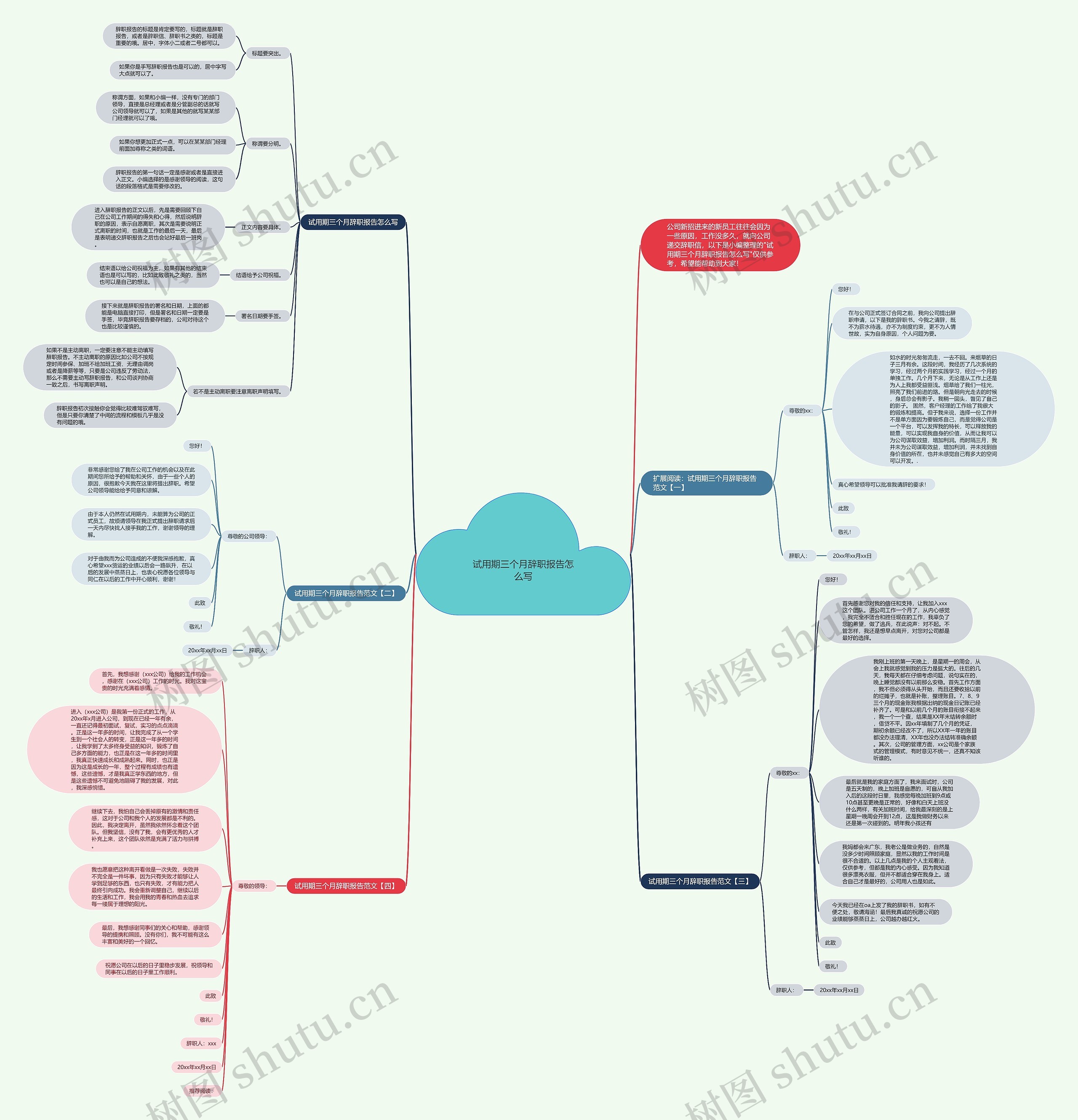 试用期三个月辞职报告怎么写思维导图