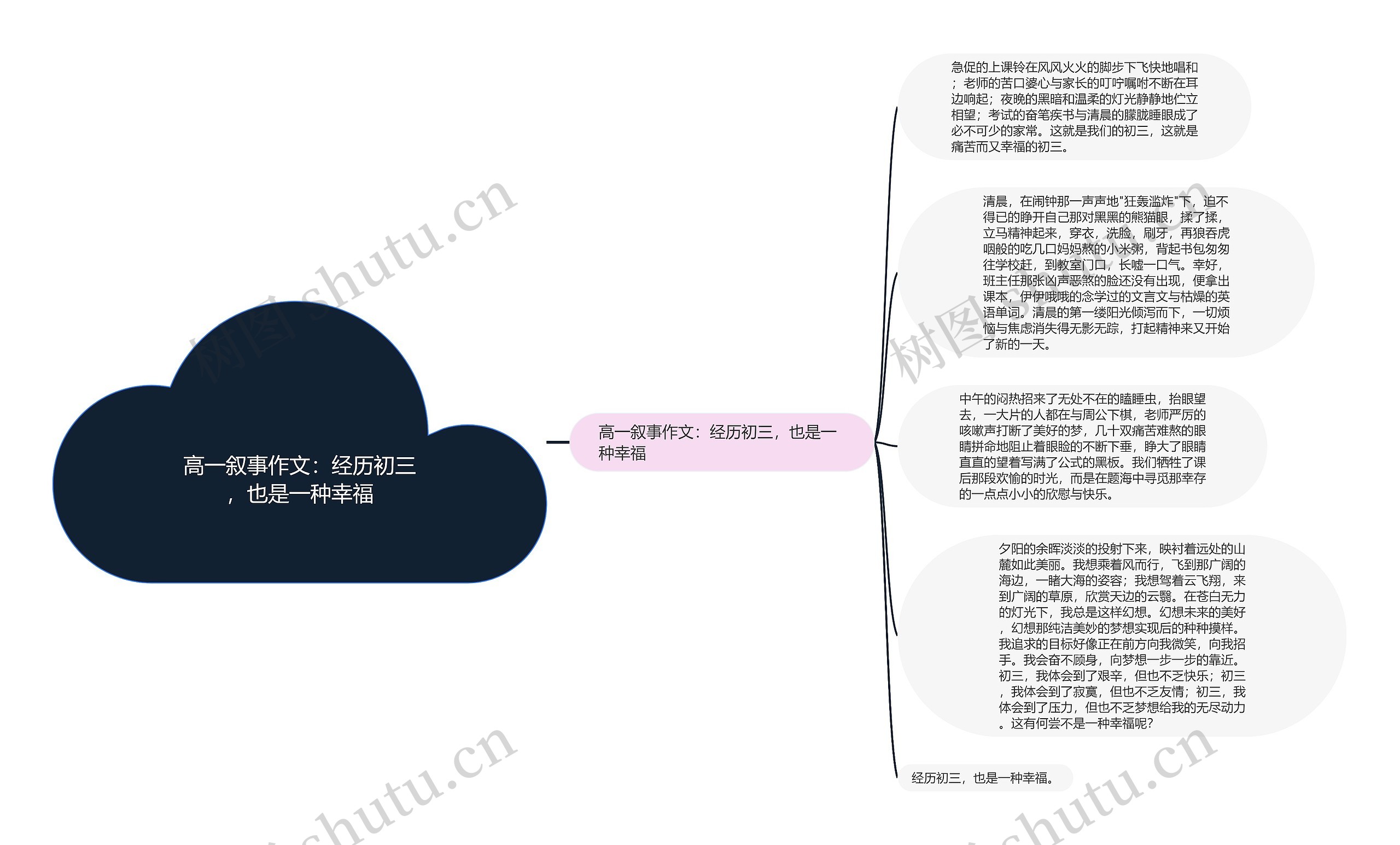 高一叙事作文：经历初三，也是一种幸福思维导图