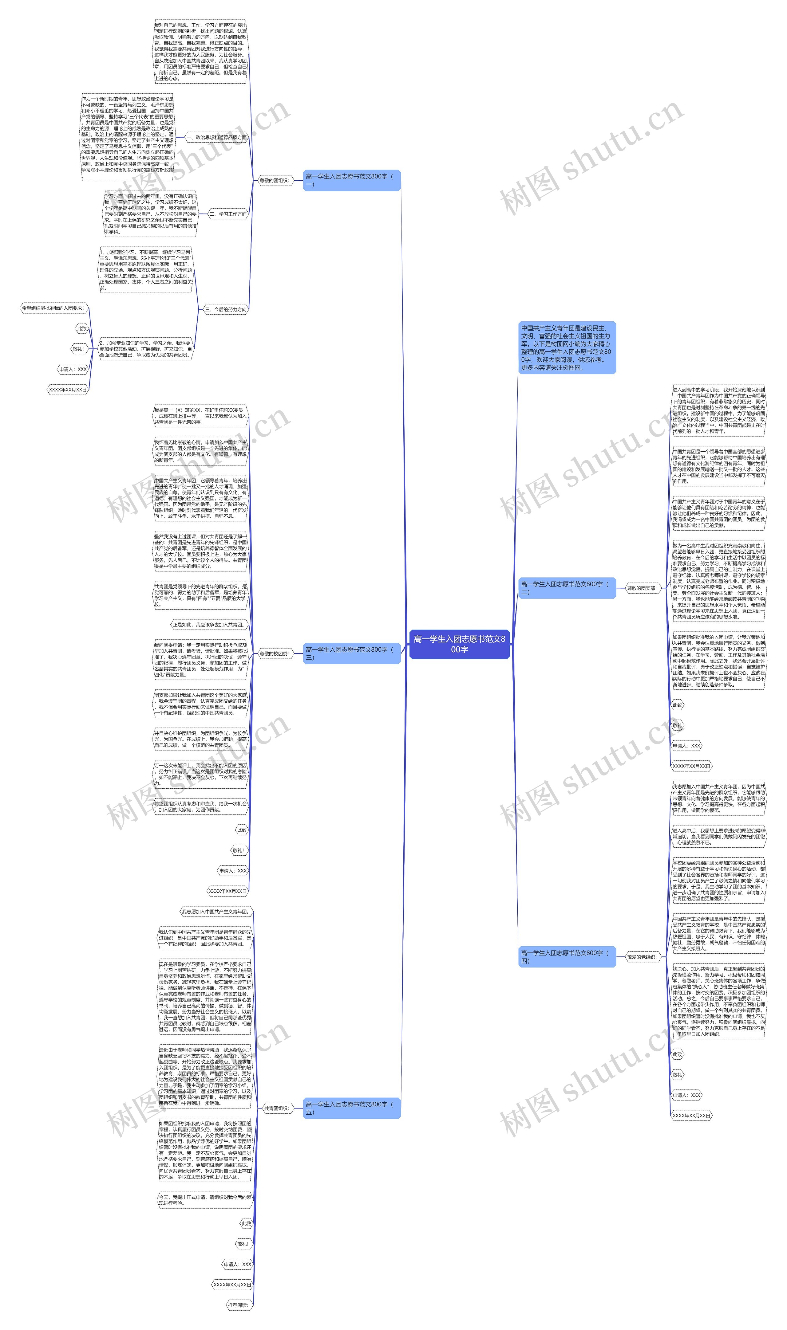 高一学生入团志愿书范文800字思维导图
