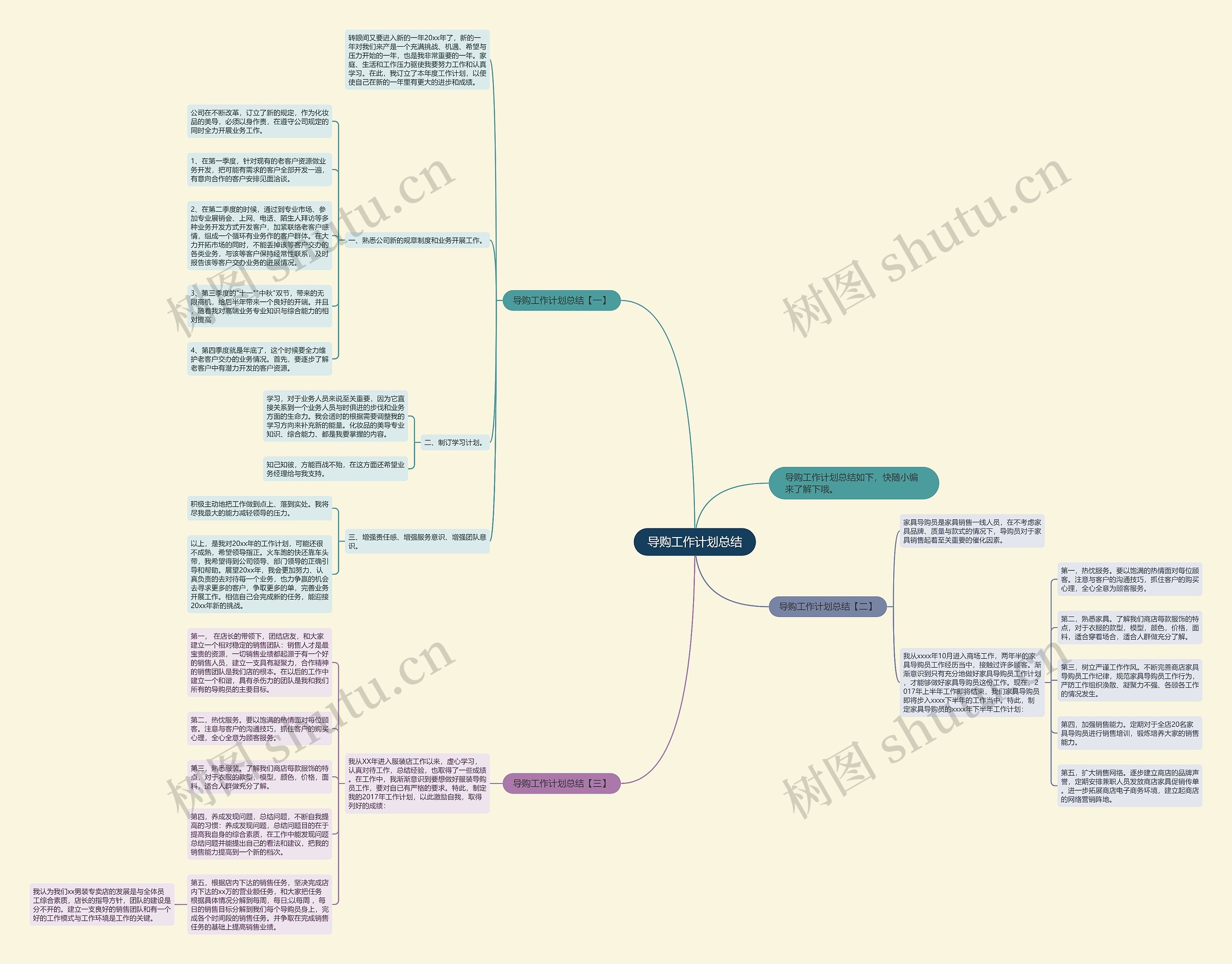 导购工作计划总结思维导图