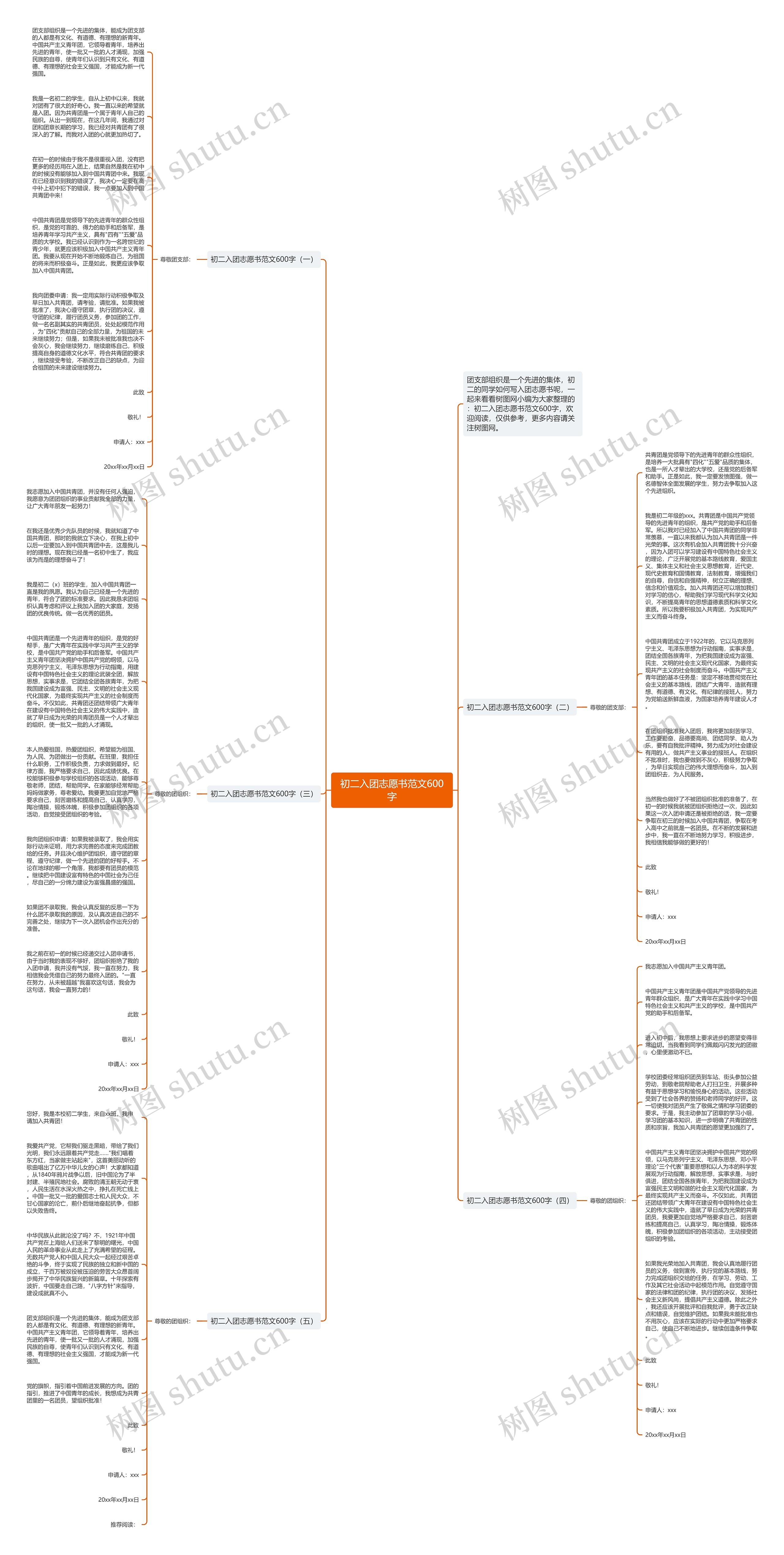 初二入团志愿书范文600字思维导图