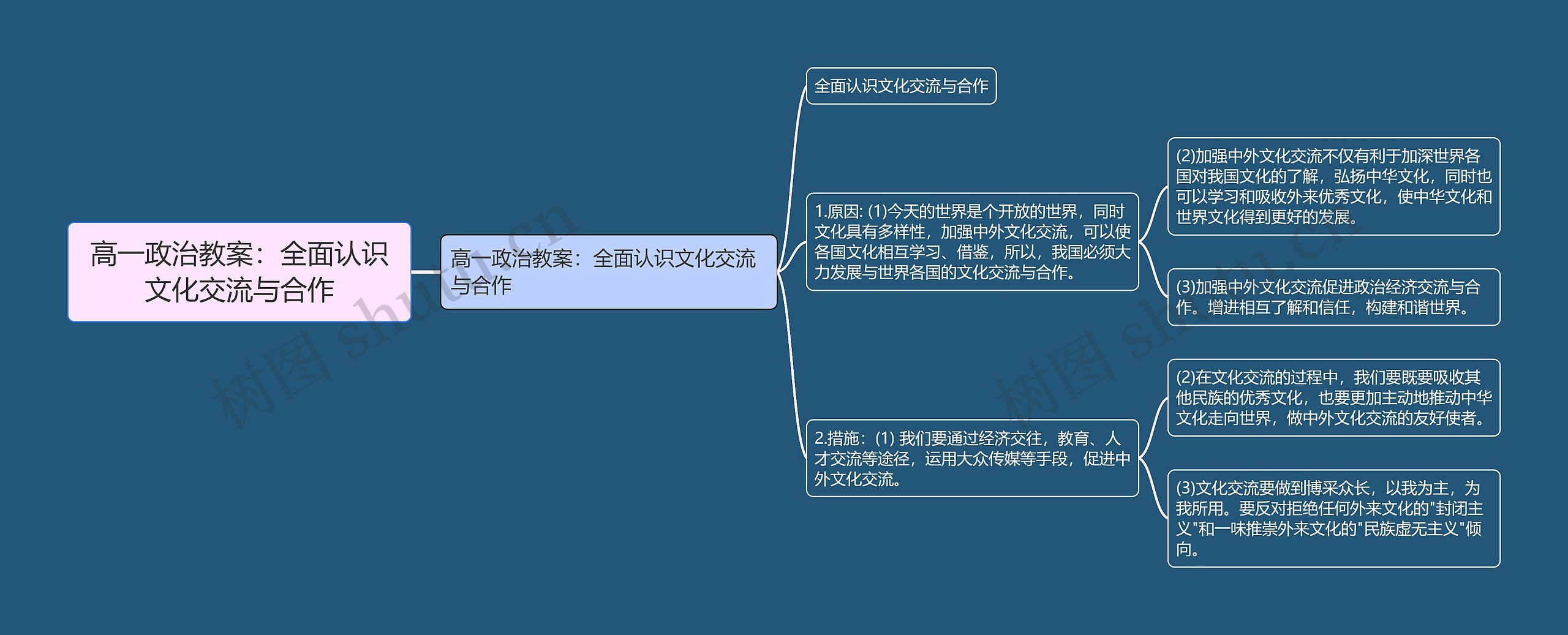 高一政治教案：全面认识文化交流与合作思维导图