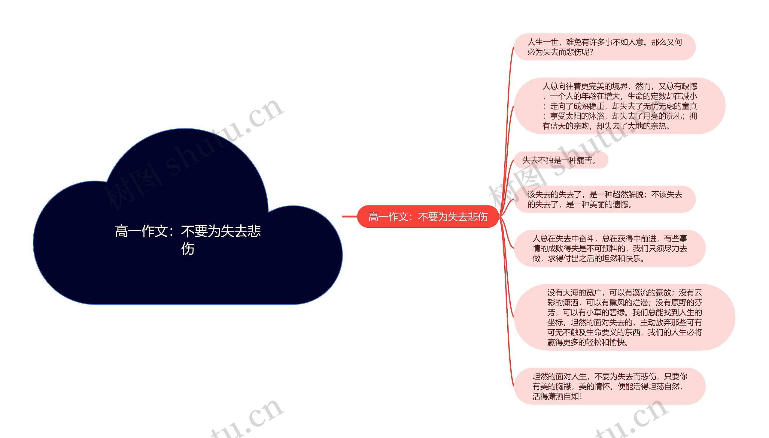 高一作文：不要为失去悲伤思维导图