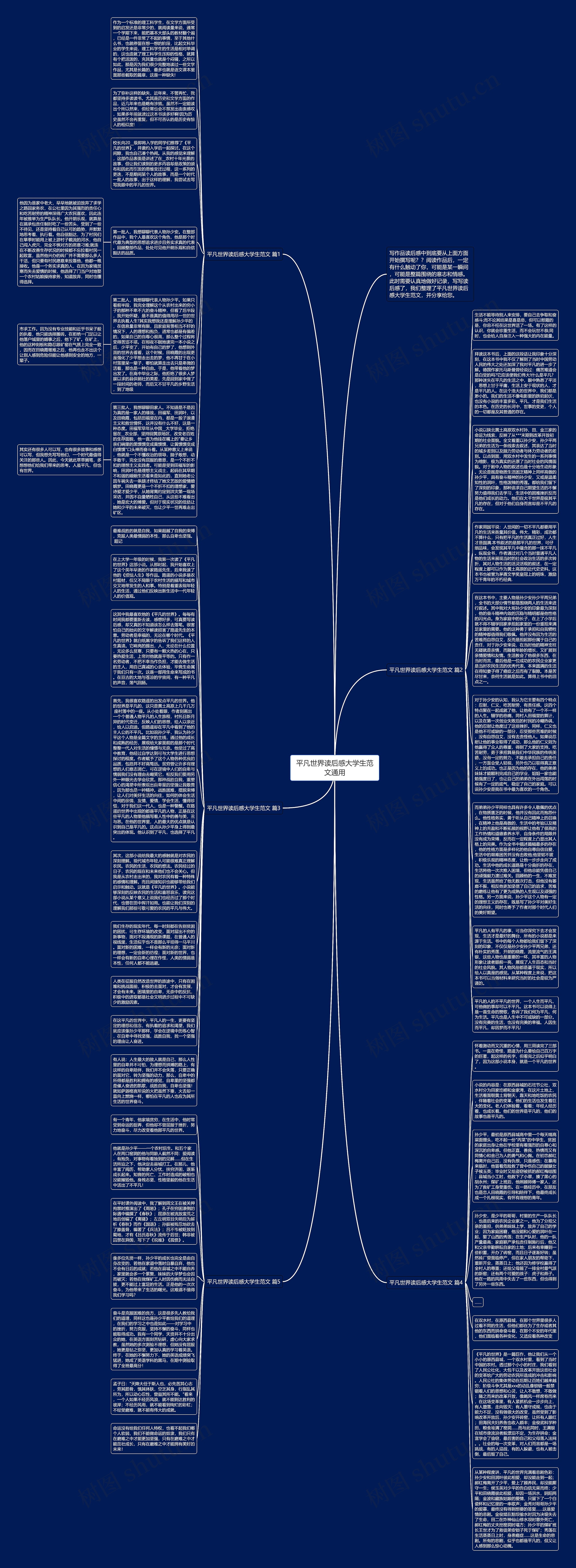 平凡世界读后感大学生范文通用思维导图