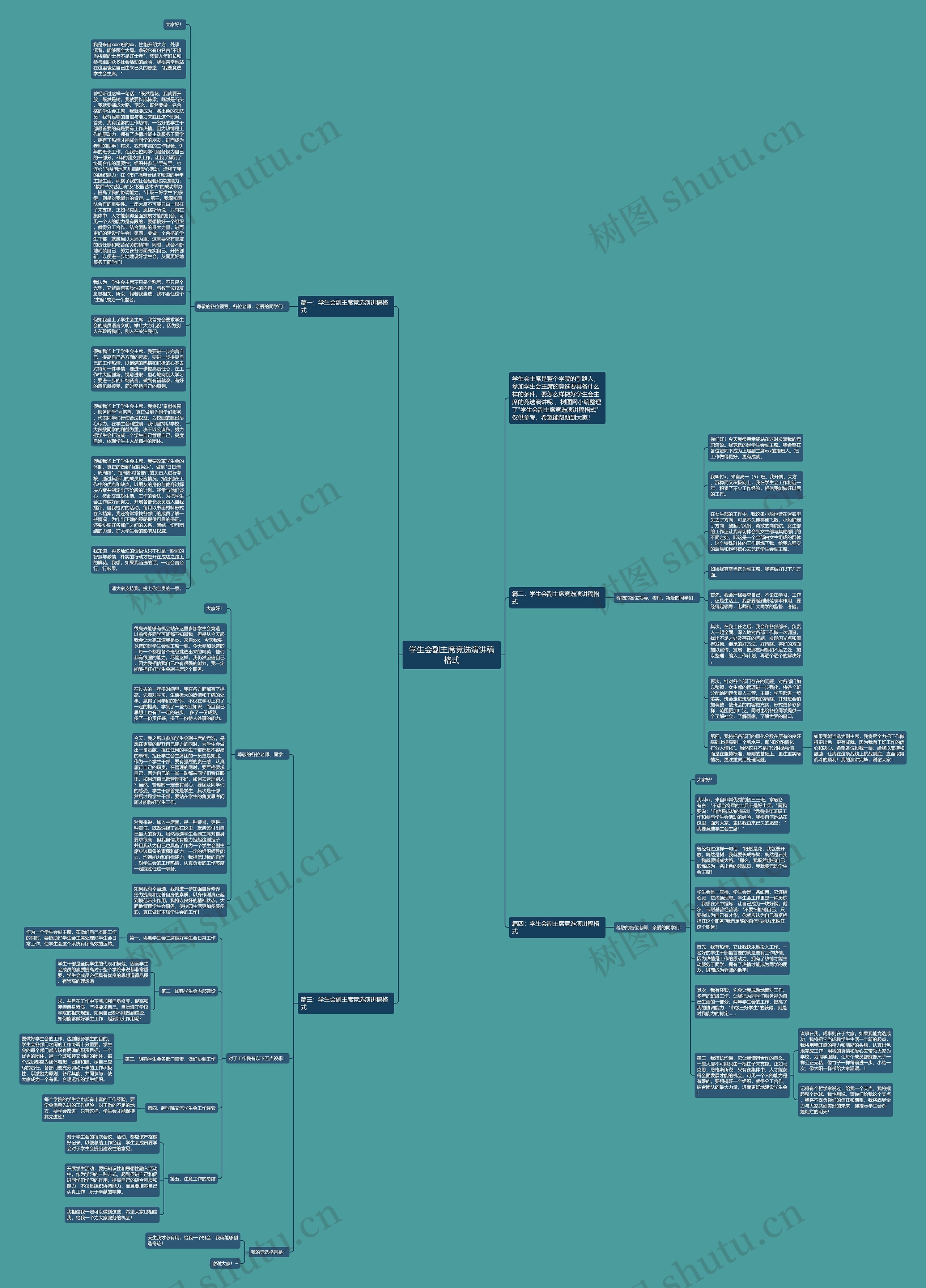 学生会副主席竞选演讲稿格式思维导图