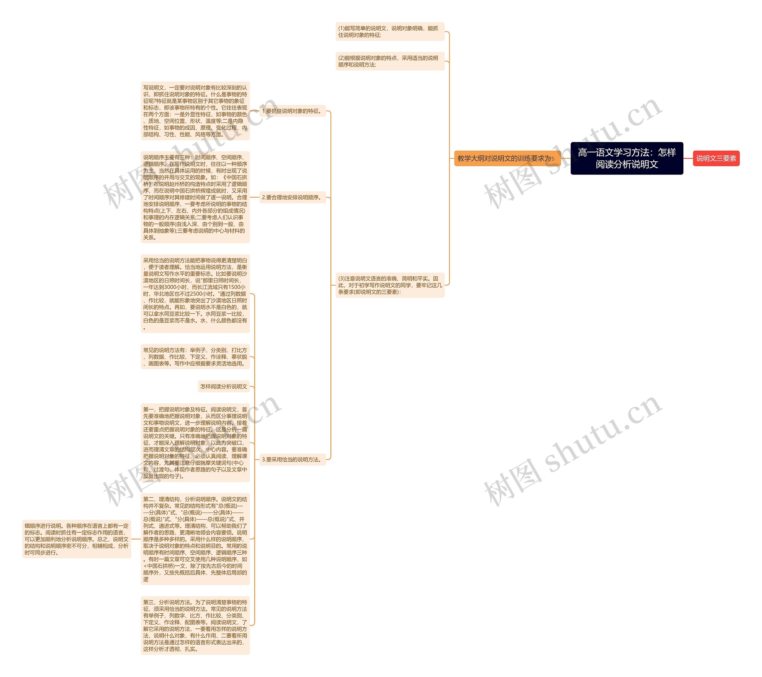 高一语文学习方法：怎样阅读分析说明文思维导图