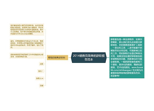 2014销售员简单的辞职报告范本