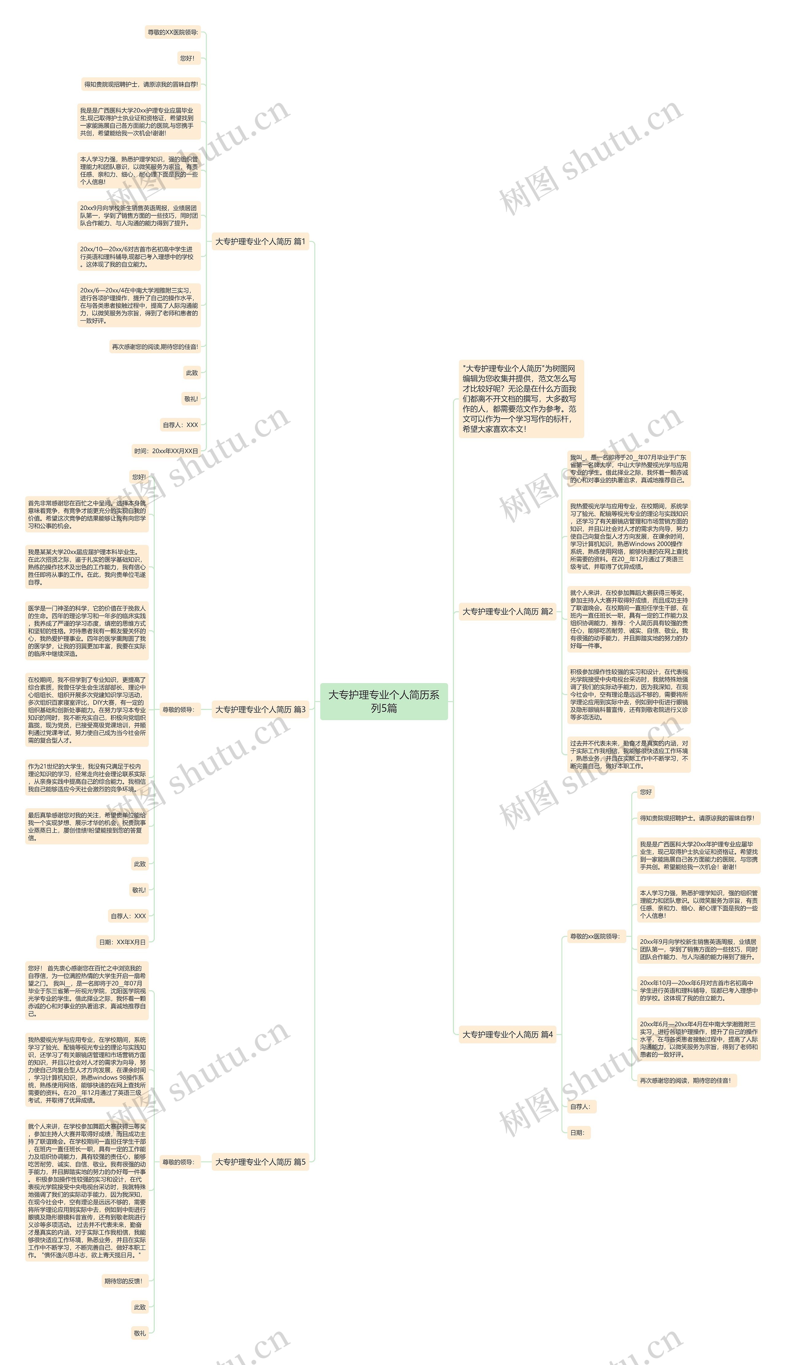 大专护理专业个人简历系列5篇思维导图