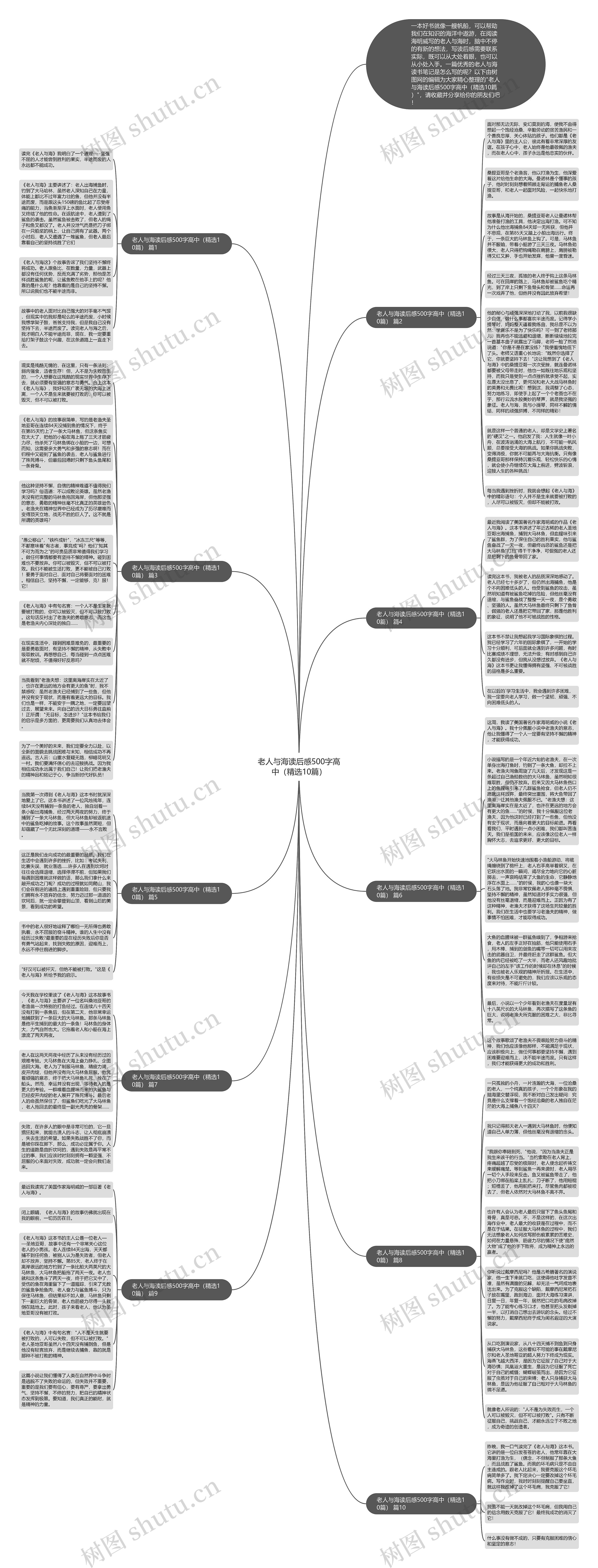 老人与海读后感500字高中（精选10篇）思维导图