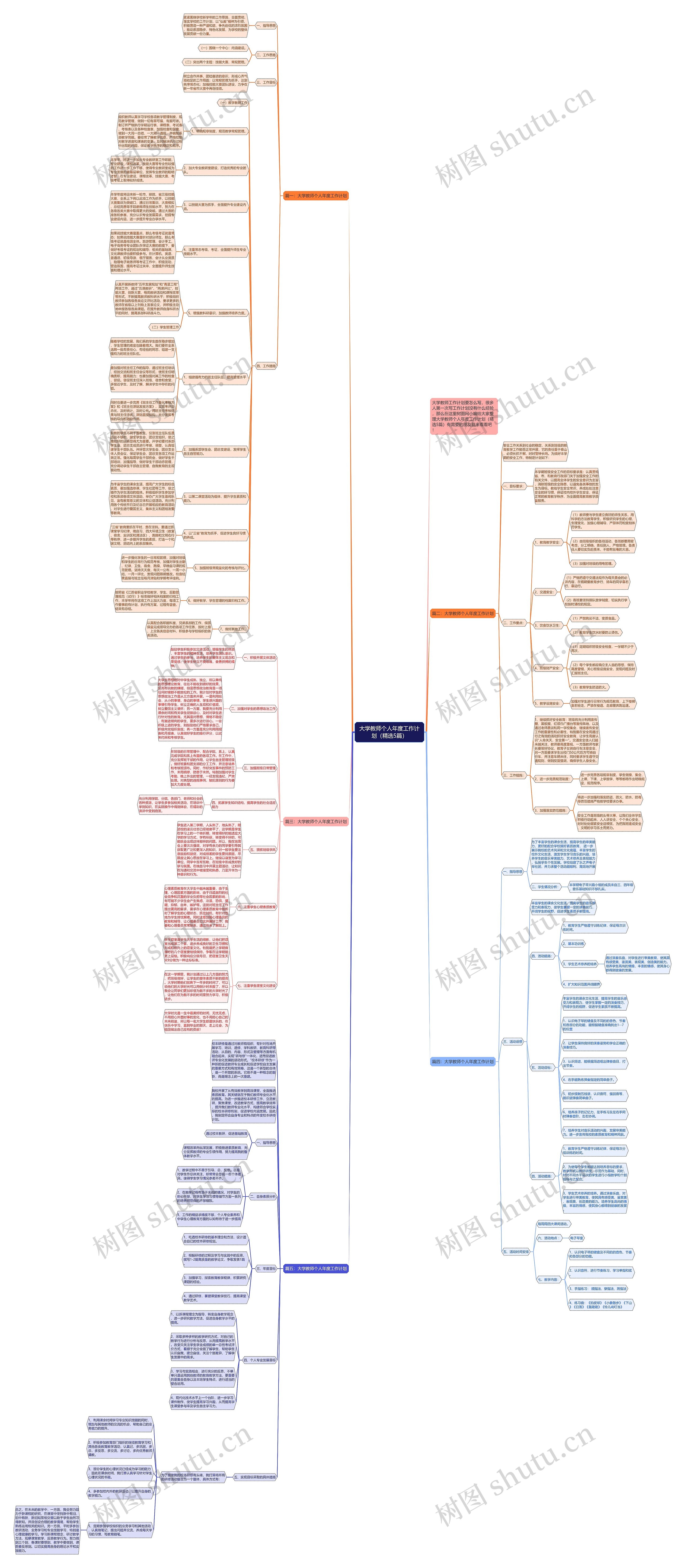 大学教师个人年度工作计划（精选5篇）思维导图