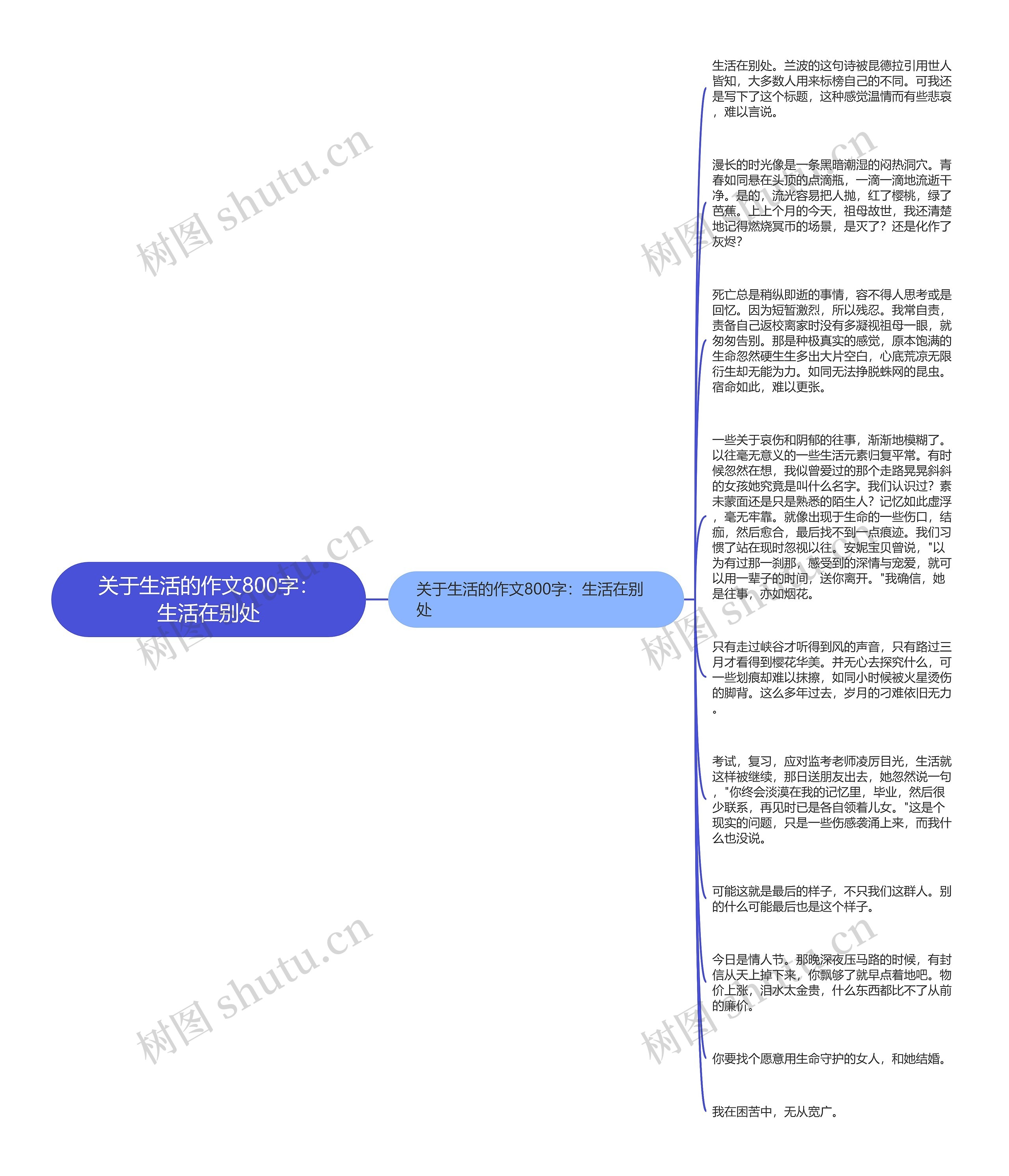 关于生活的作文800字：生活在别处思维导图