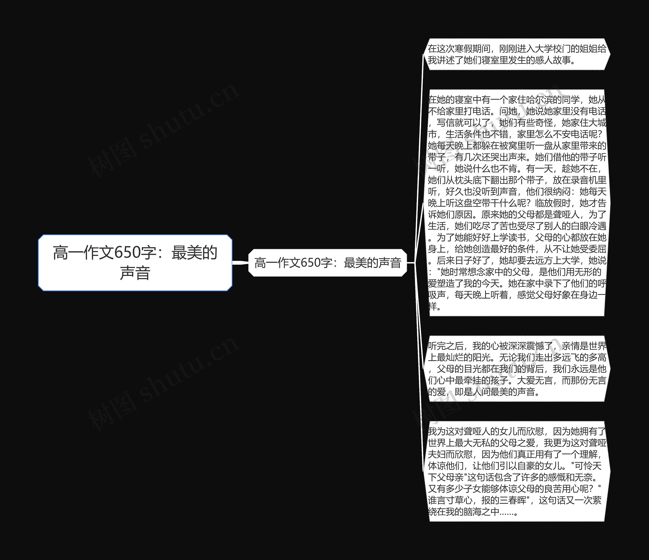 高一作文650字：最美的声音思维导图