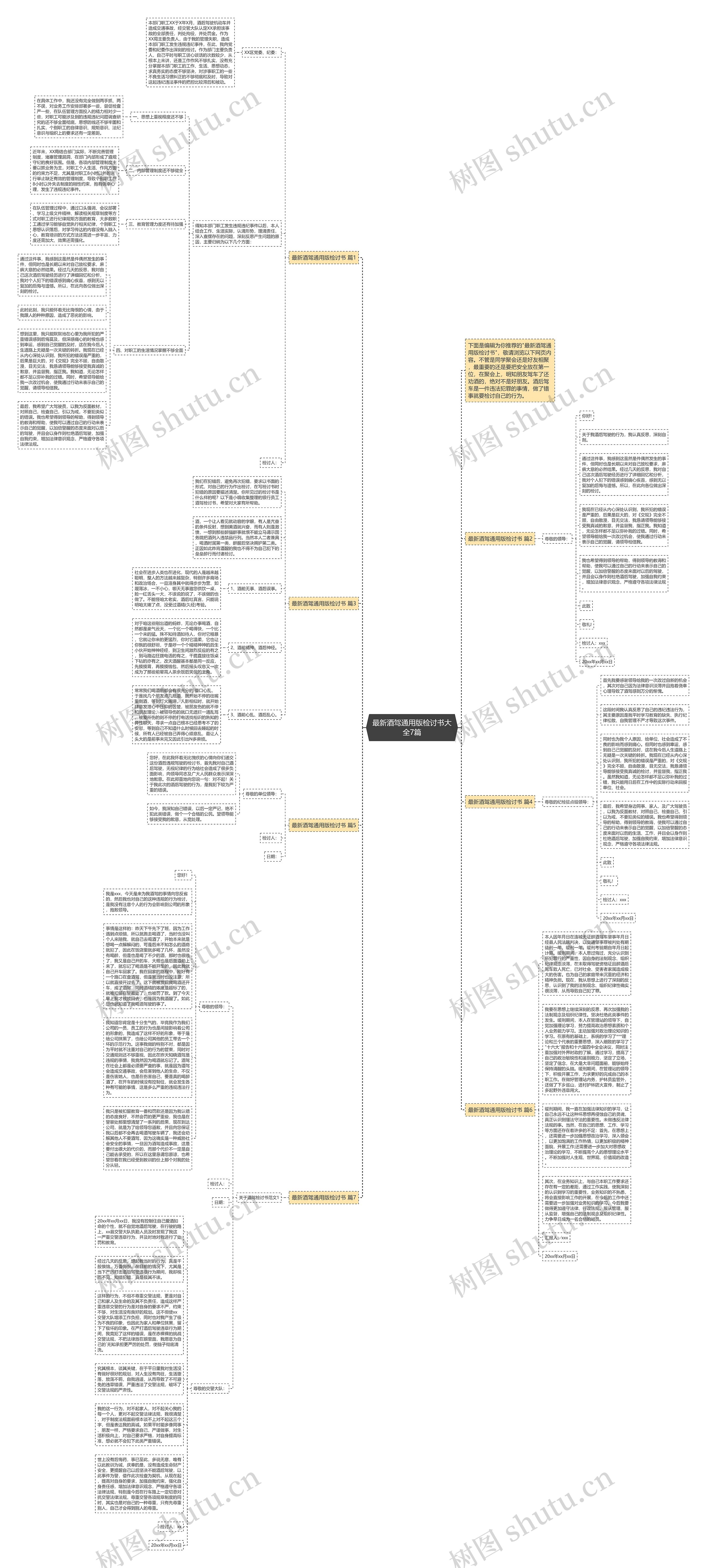 最新酒驾通用版检讨书大全7篇思维导图