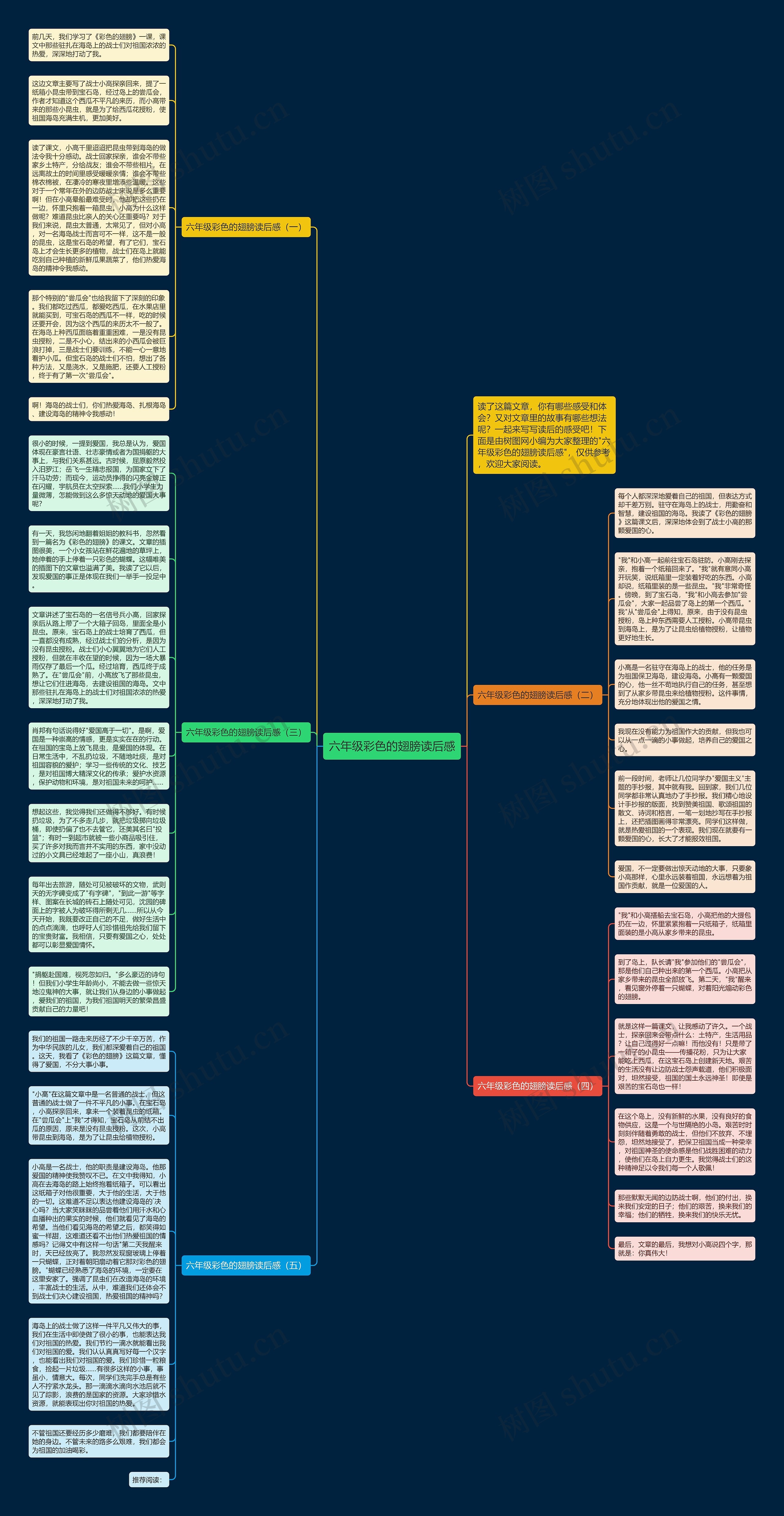 六年级彩色的翅膀读后感思维导图