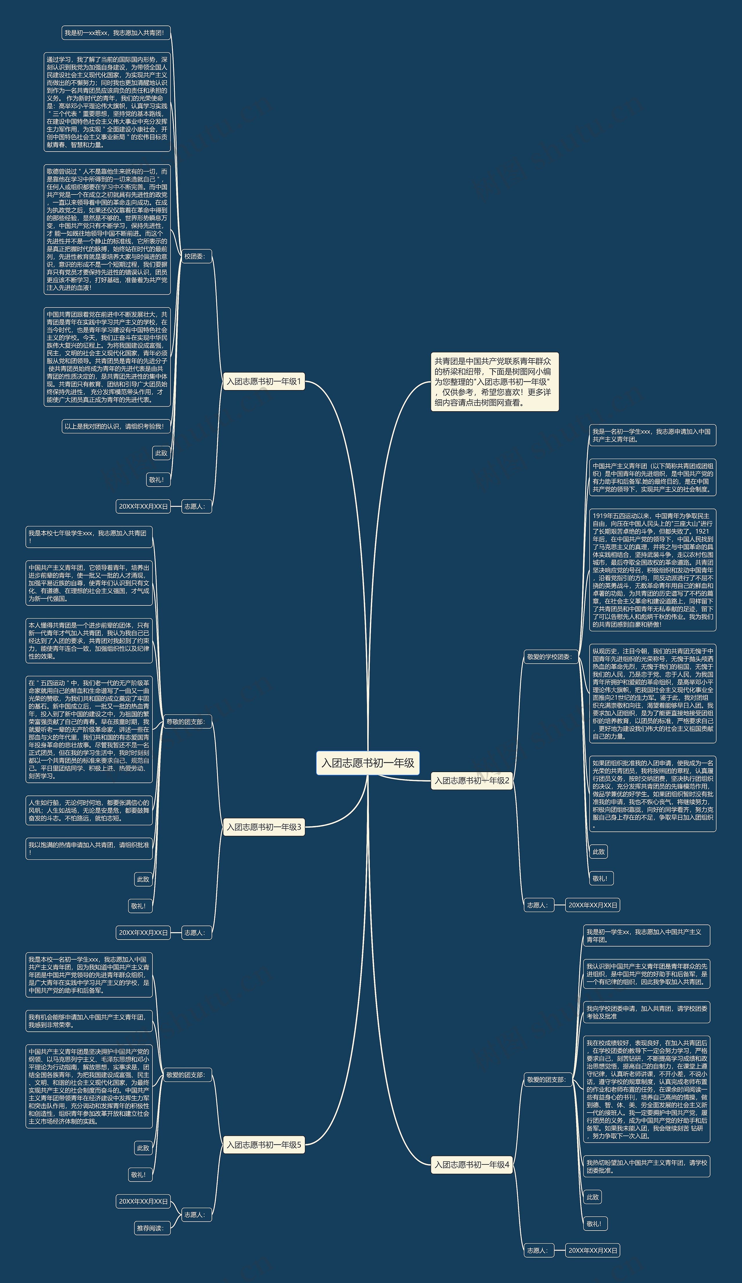 入团志愿书初一年级思维导图