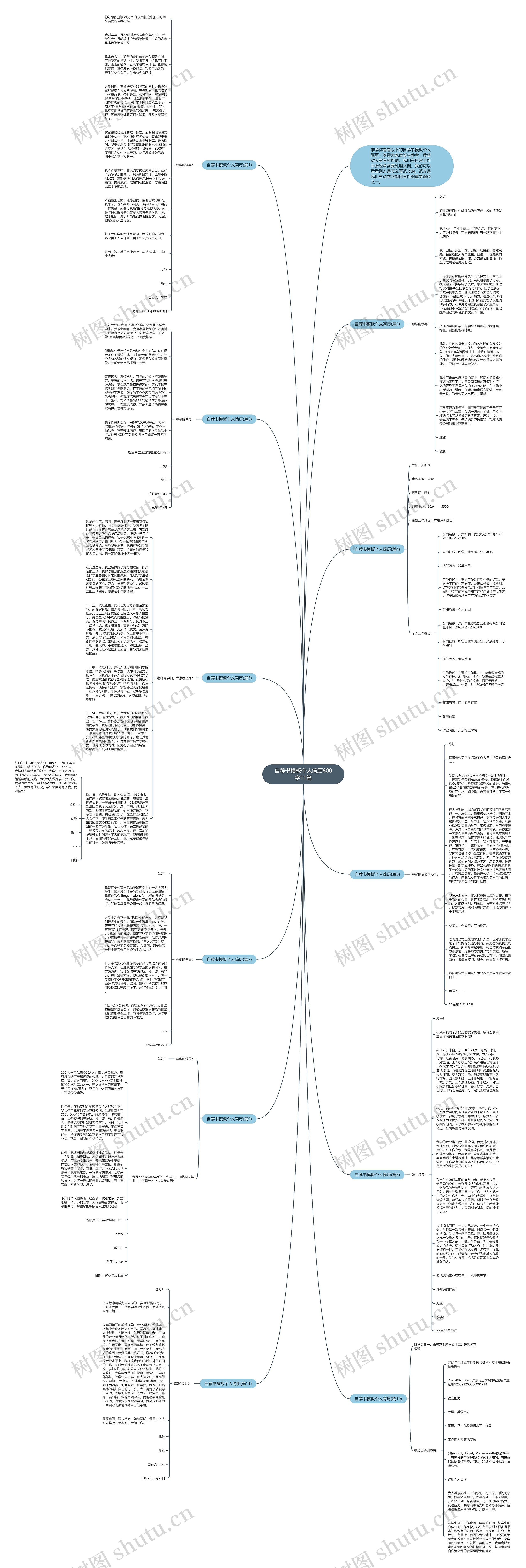 自荐书个人简历800字11篇思维导图