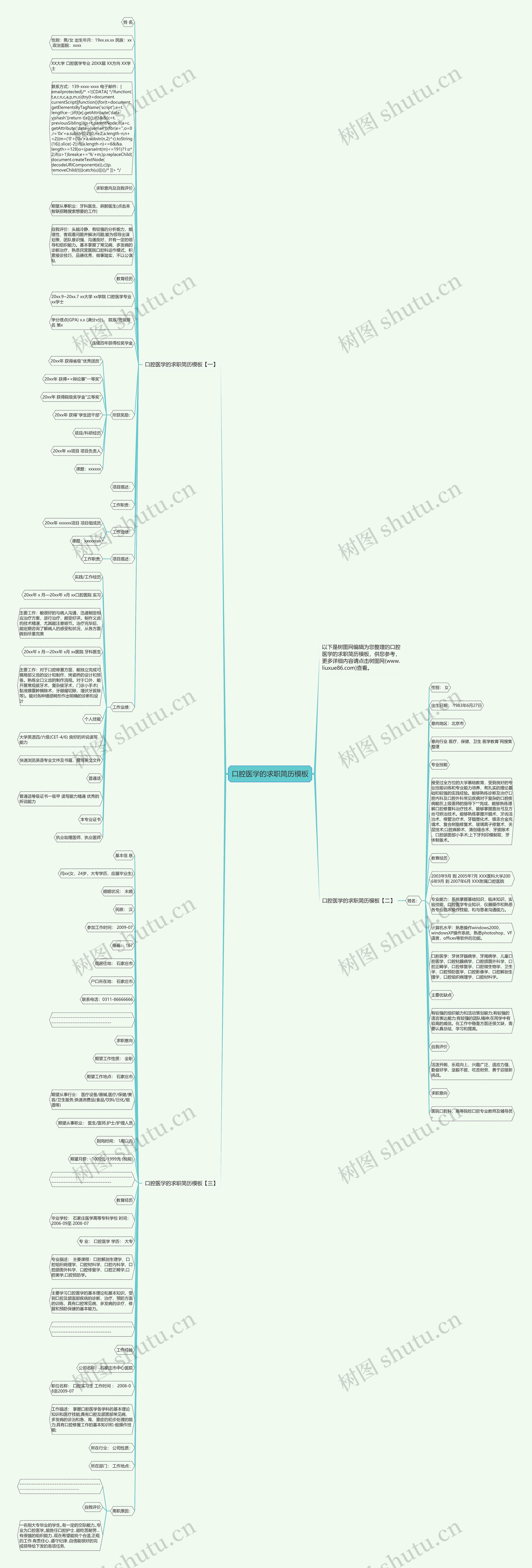 口腔医学的求职简历思维导图