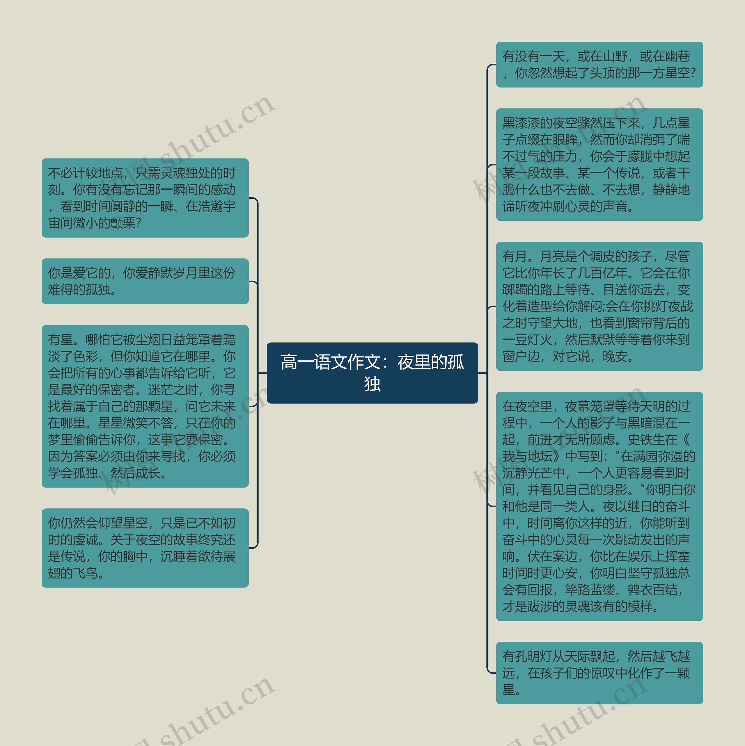 高一语文作文：夜里的孤独思维导图